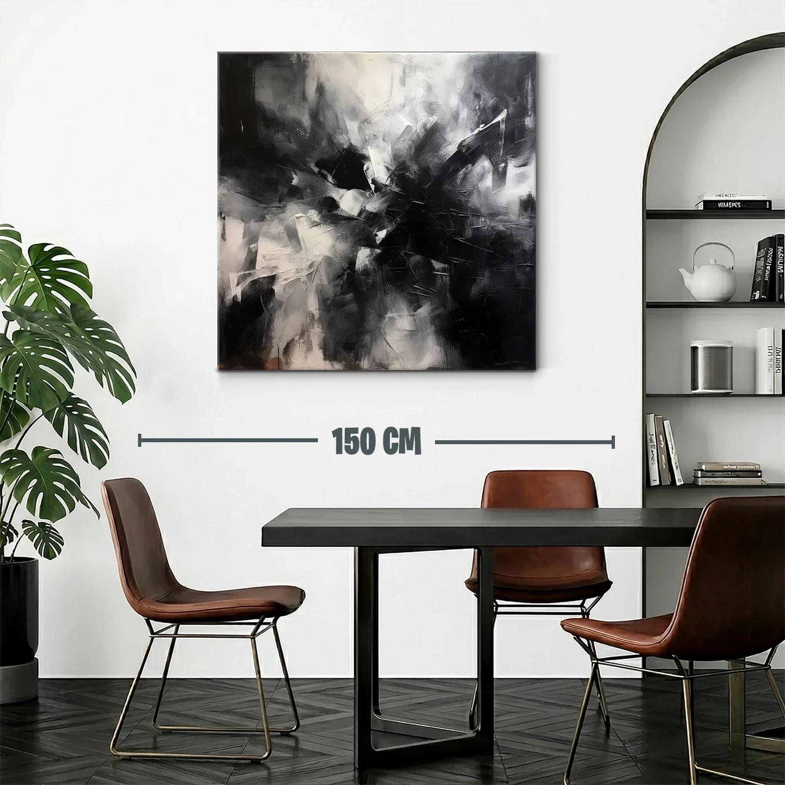 Cuadro abstracto en blanco y negro con impacto visual — miniatura 2