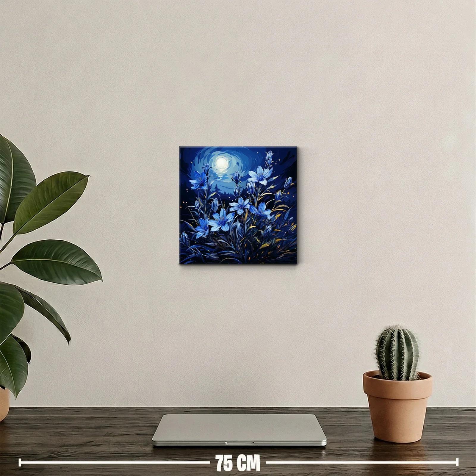 Ramo de flores azules bajo la luna brillante — miniatura 2