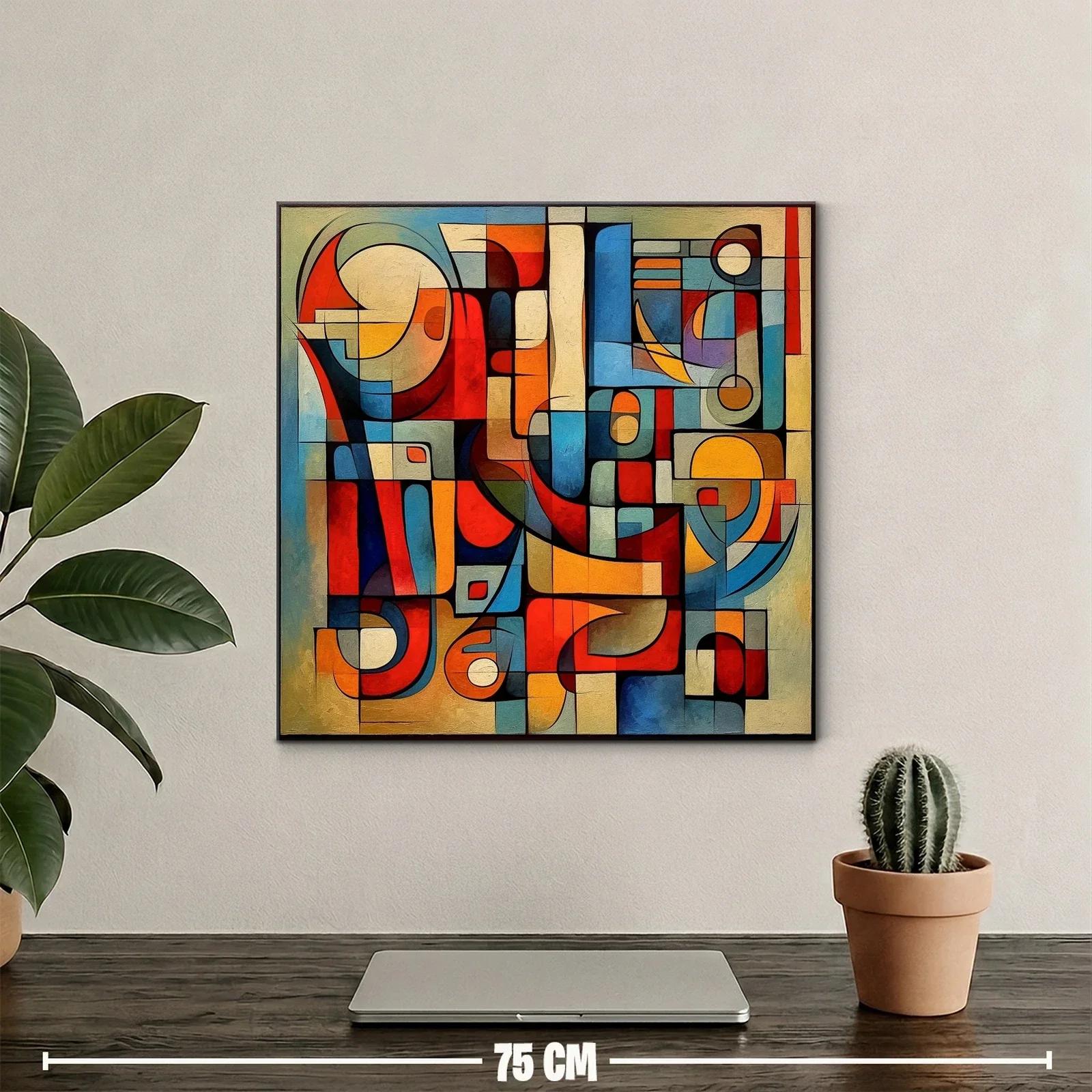 Composición abstracta en tonos cálidos y fríos vibrantes — miniatura 2