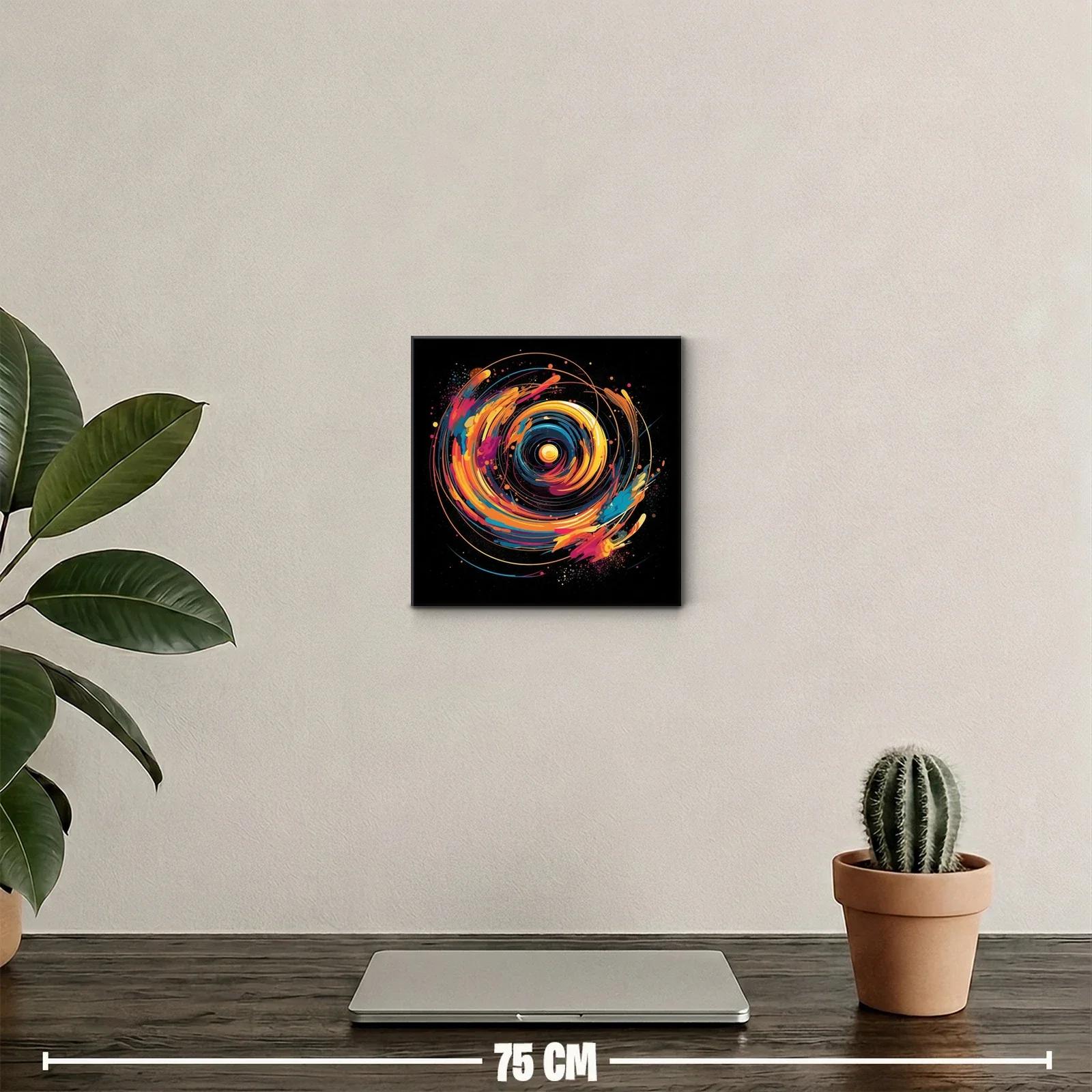 Cuadro abstracto espiral con explosión de color vibrante — miniatura 2