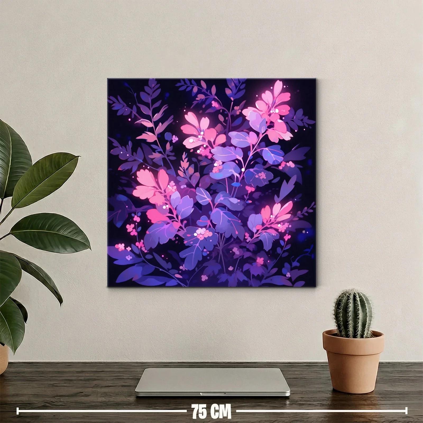 Cuadro de flores vibrantes en tonos púrpura y rosa — miniatura 2