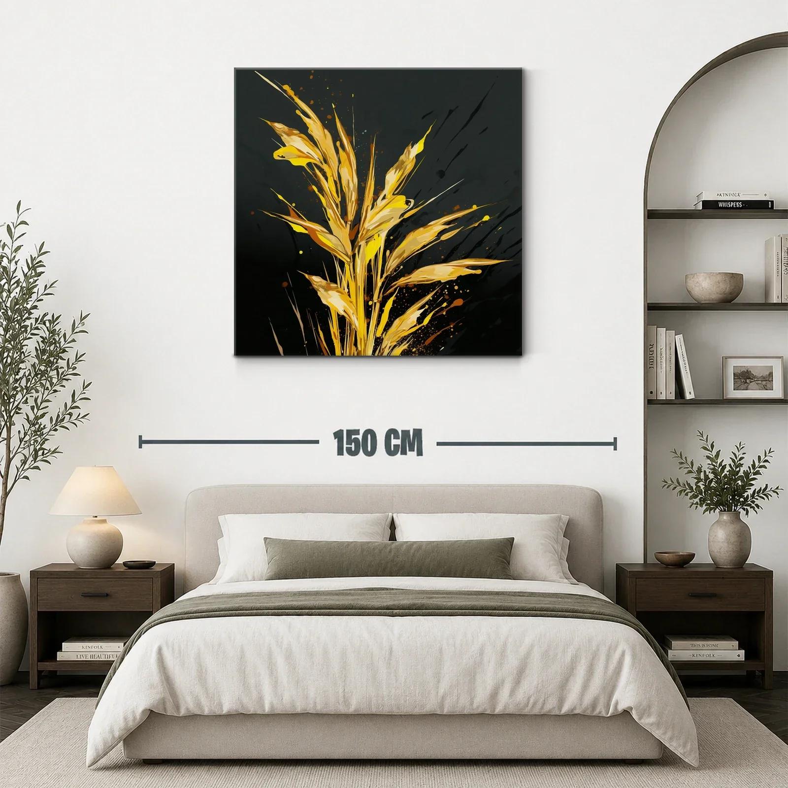 Cuadro con inspiración natural en tonos dorados y negros — miniatura 3