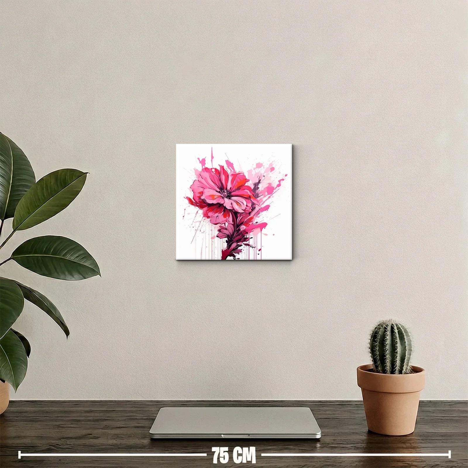 Cuadro decorativo con flor vibrante en tonos rosas y rojos — miniatura 2