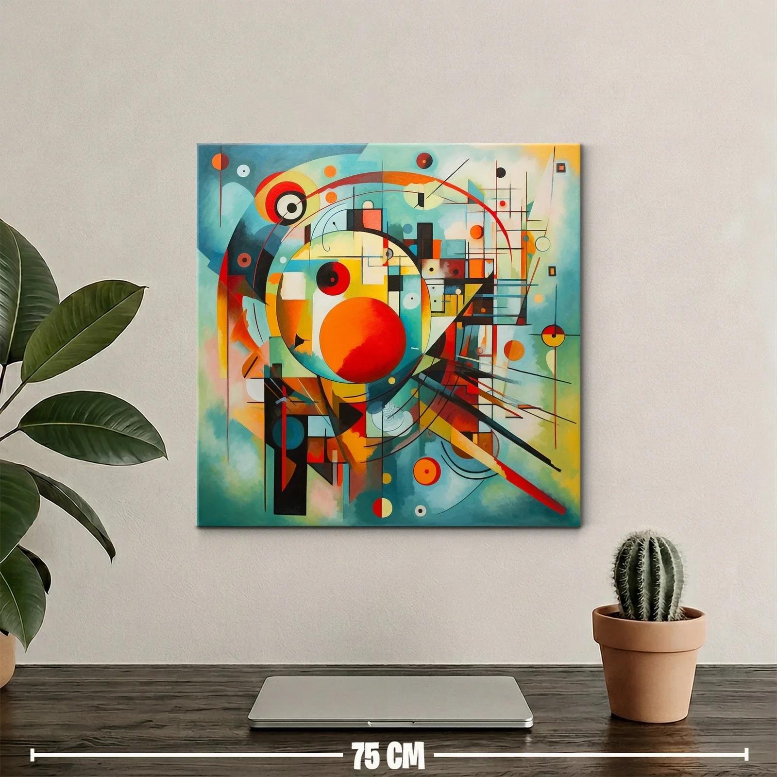 Composición abstracta vibrante con círculos geométricos y líneas dinámicas — miniatura 2