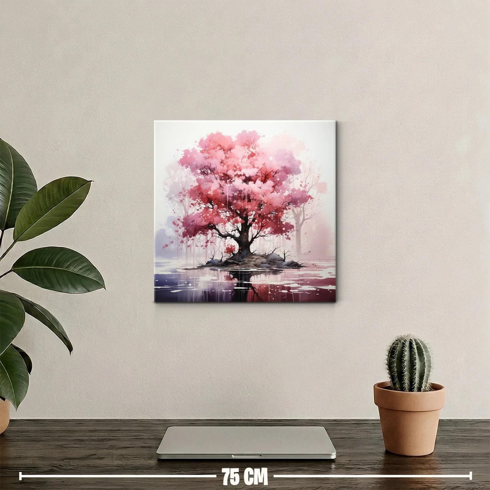 Árbol en tonos rosados con reflejo sereno — miniatura 2