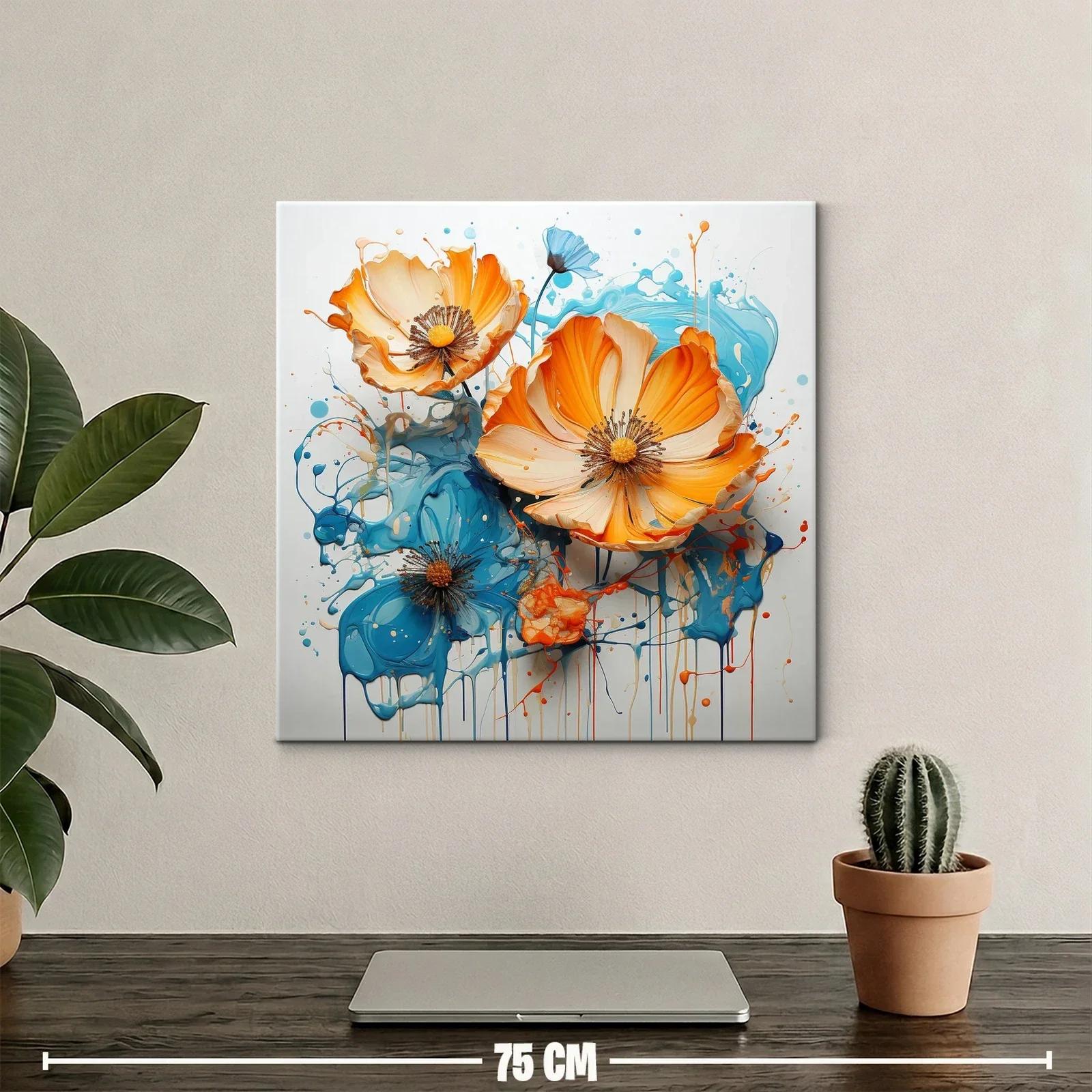 Flores vibrantes en tonos naranjas y azules dinámicos — miniatura 2