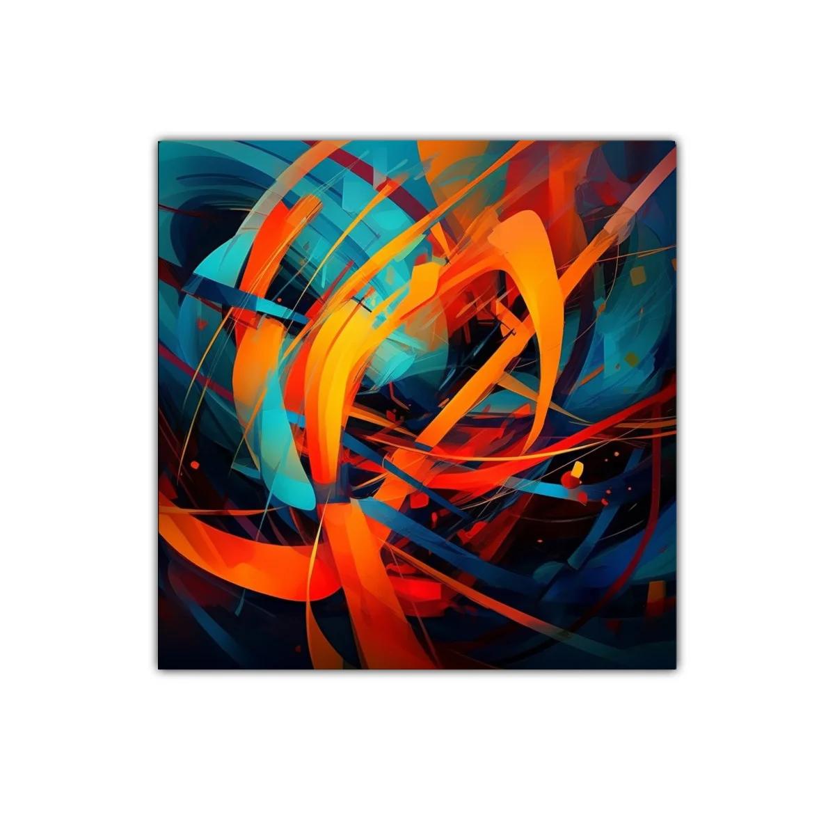 Cuadro abstracto en tonos vibrantes rojos y azules — imagen principal