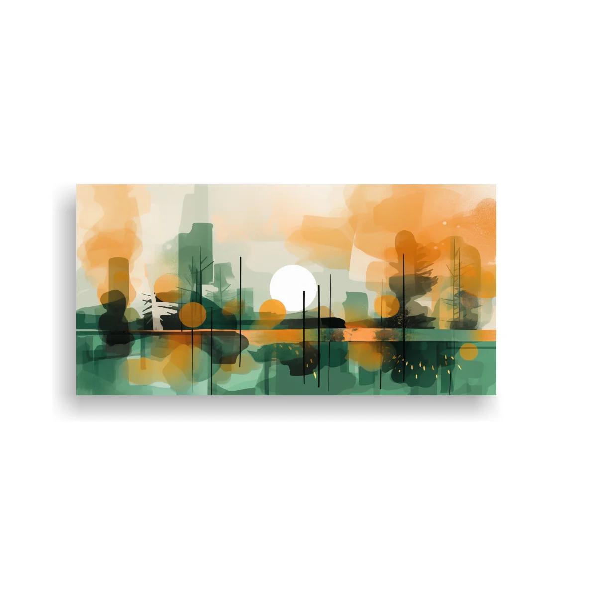 Cuadro paisaje urbano abstracto con reflejo inferior