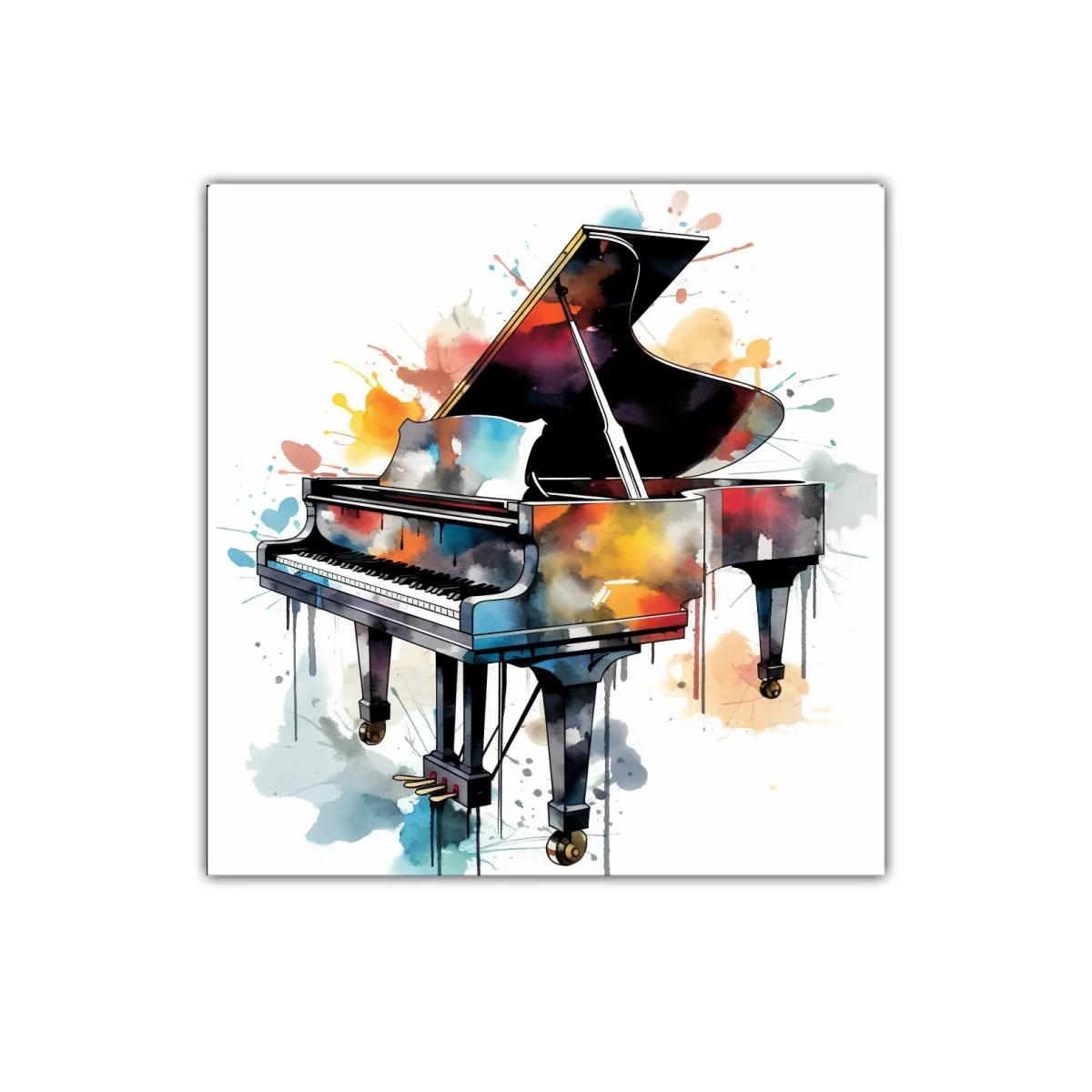 Cuadro decorativo piano de cola colorido y artístico