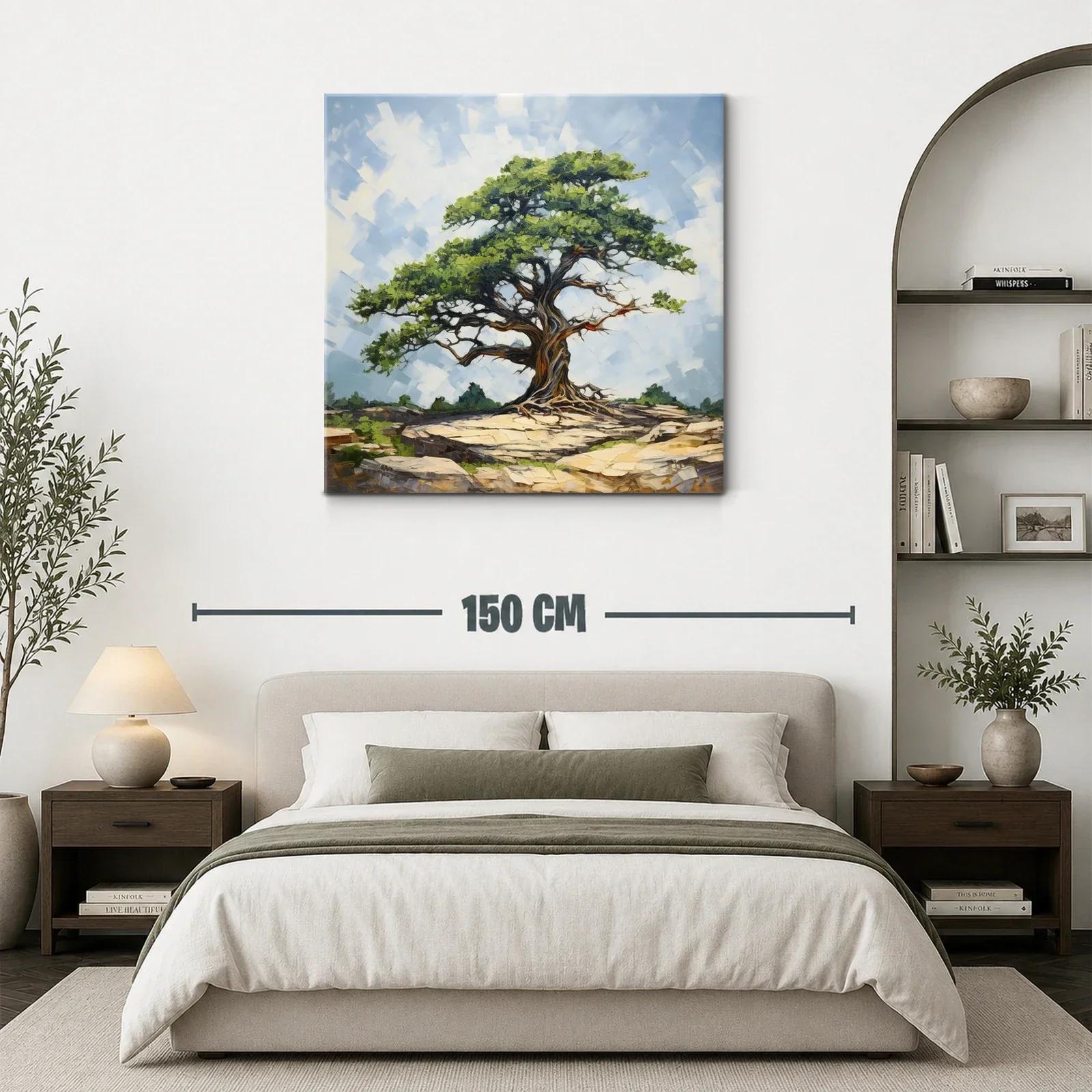 Árbol solitario sobre rocas en paisaje sereno — miniatura 3