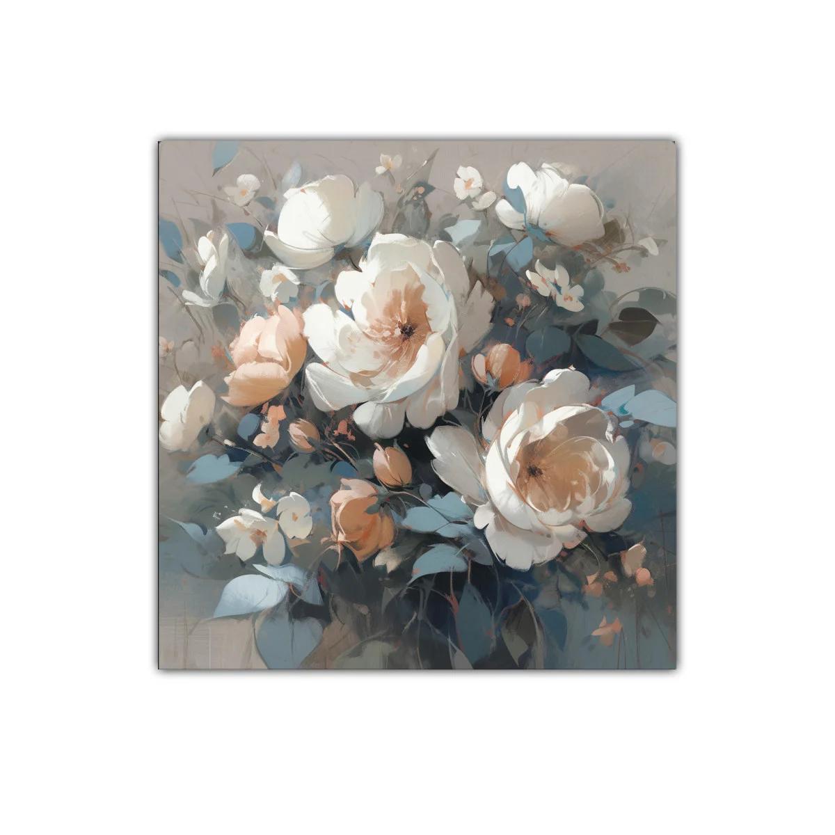 Cuadro decorativo con ramo de flores en tonos suaves