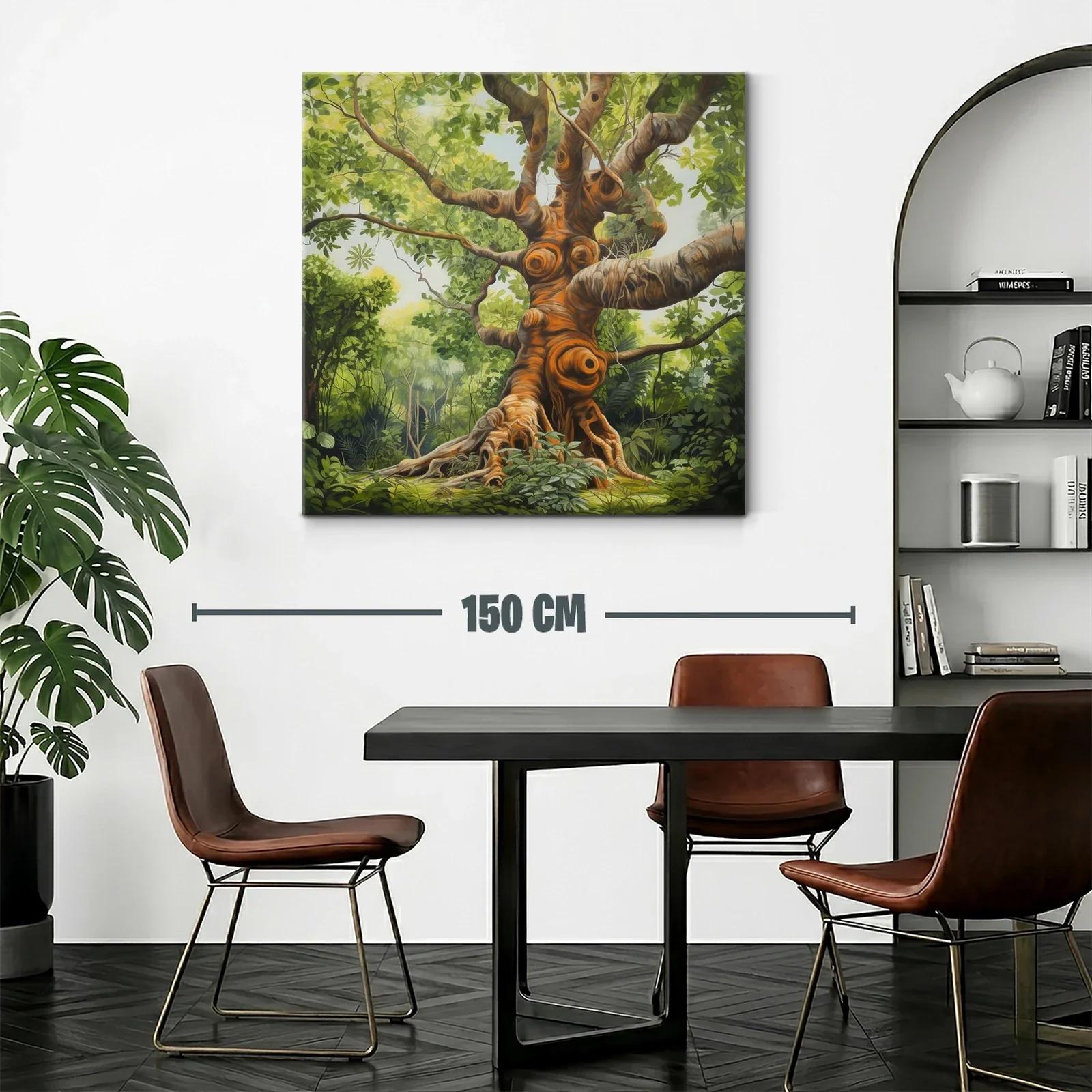 Majestuoso árbol en bosque verde y luces cálidas — miniatura 2