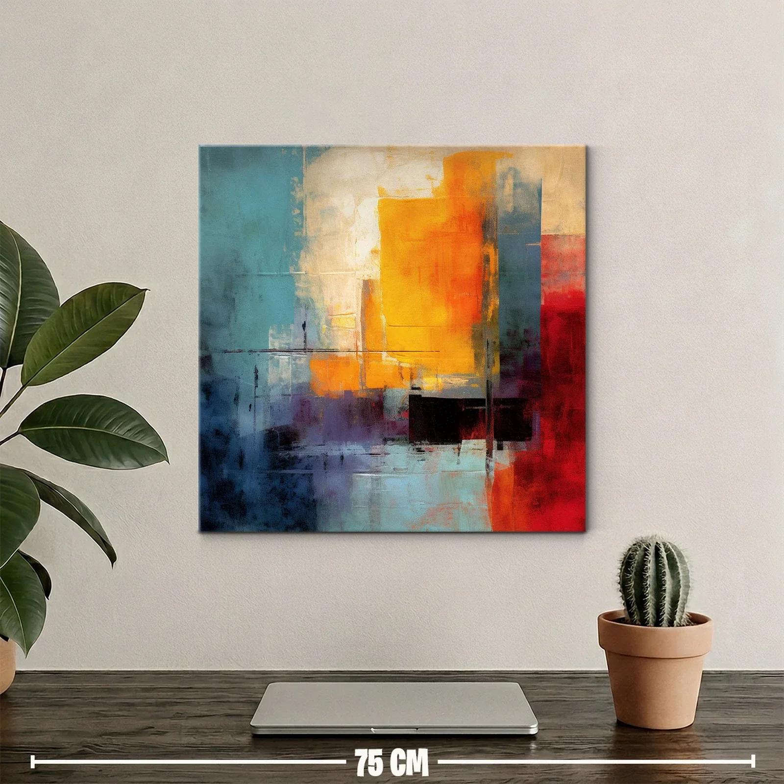 Cuadro abstracto con vibrantes tonos cálidos y fríos — miniatura 2