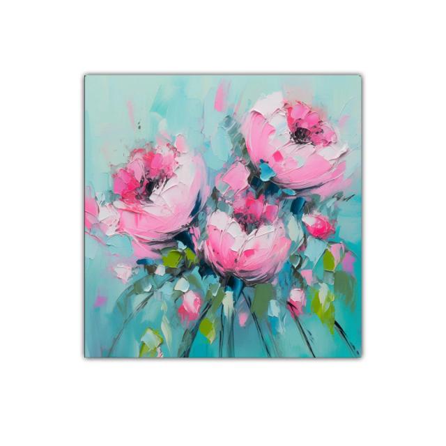 Flores rosas vibrantes sobre fondo turquesa suave