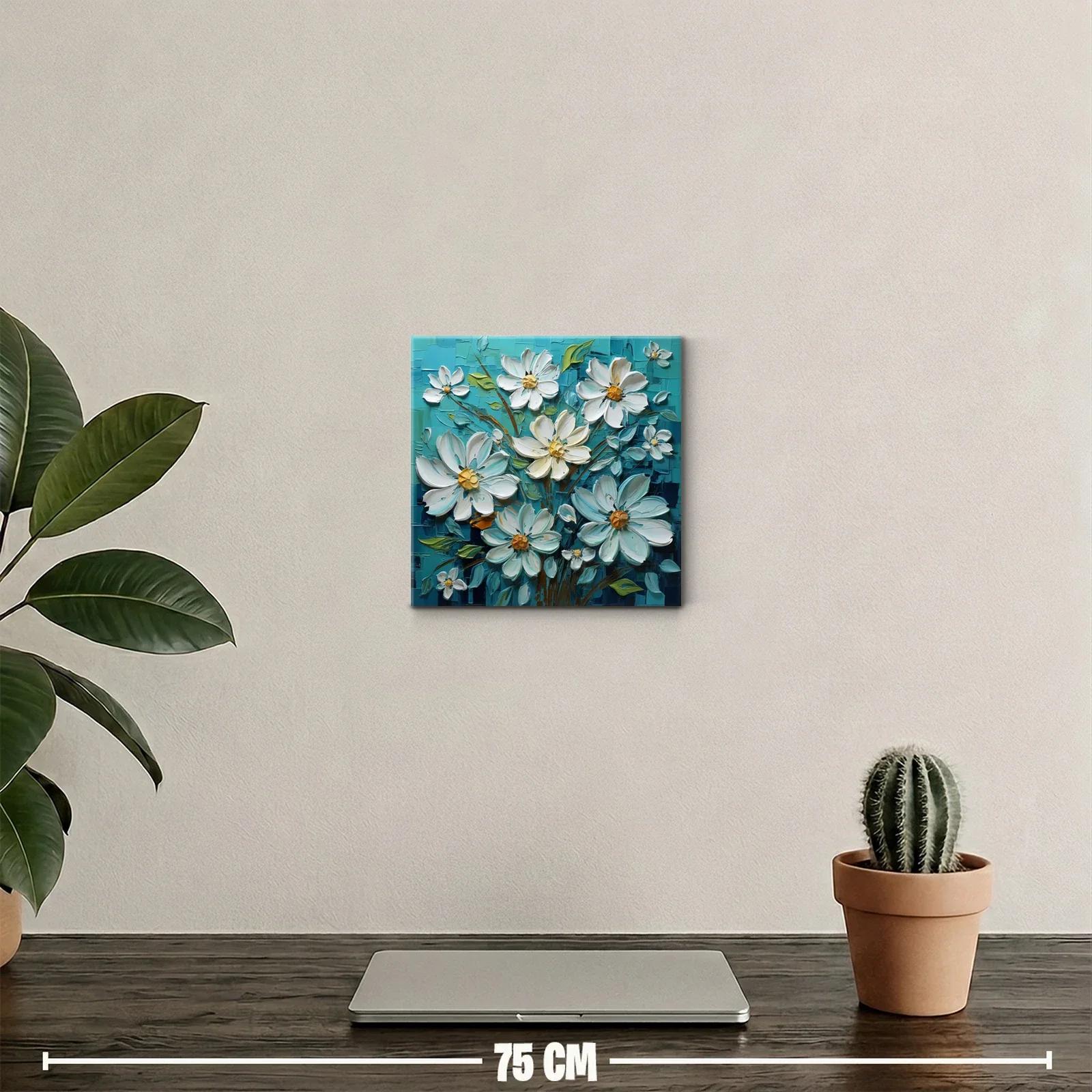 Flores blancas con fondo turquesa de gran textura — miniatura 2