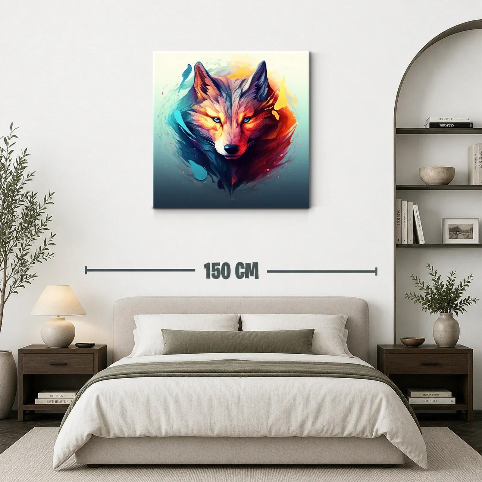 Retrato vibrante de lobo con contraste de fuego y hielo — miniatura 3