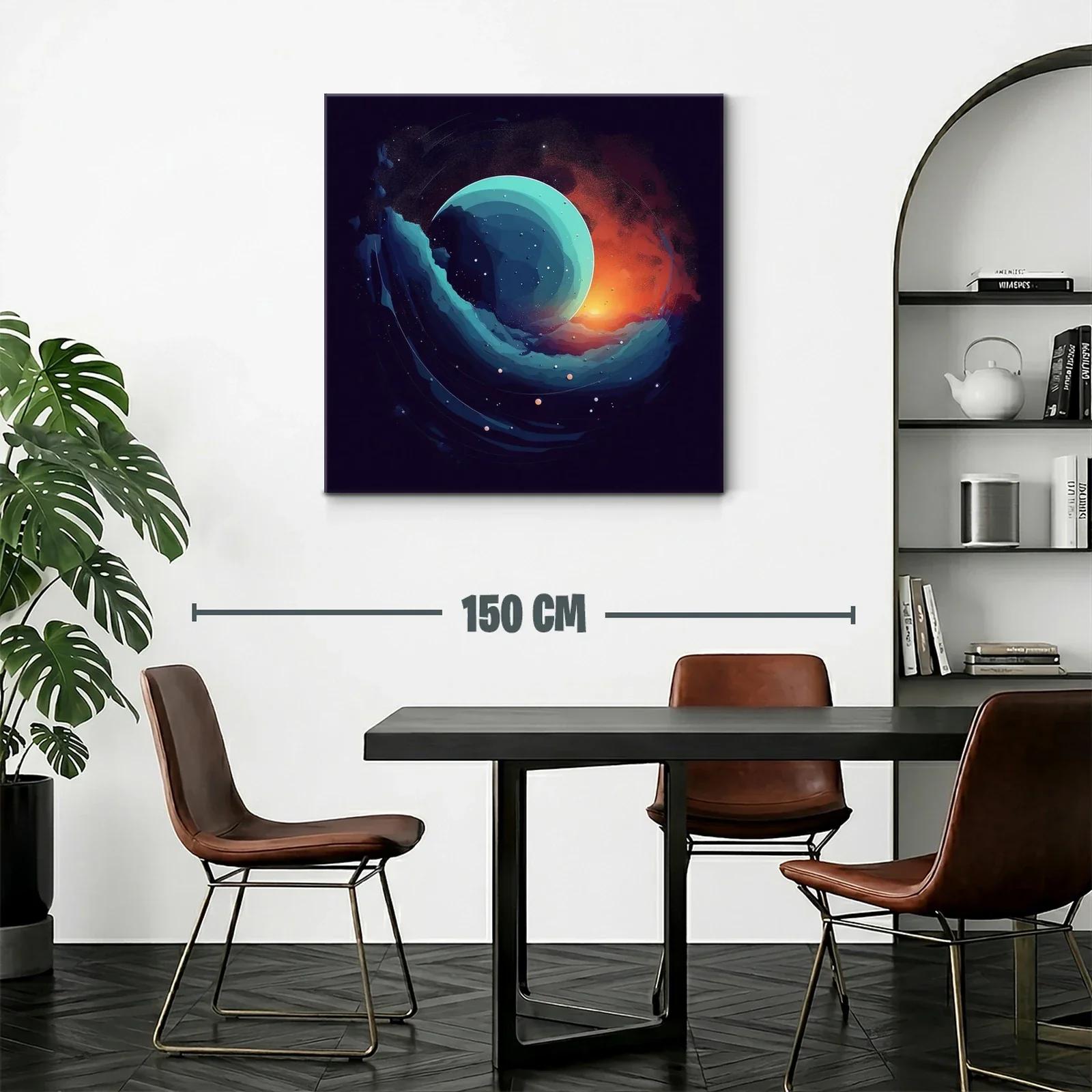 Composición abstracta con esfera celeste y luz cálida — miniatura 2