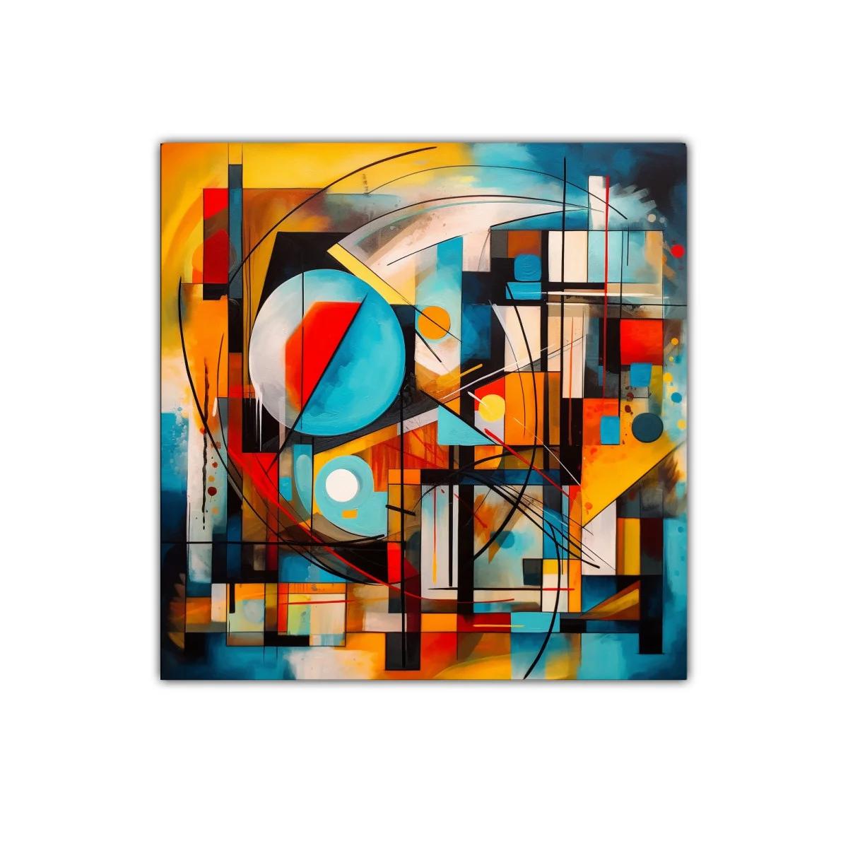 Cuadro decorativo abstracto con formas geométricas y colores vibrantes