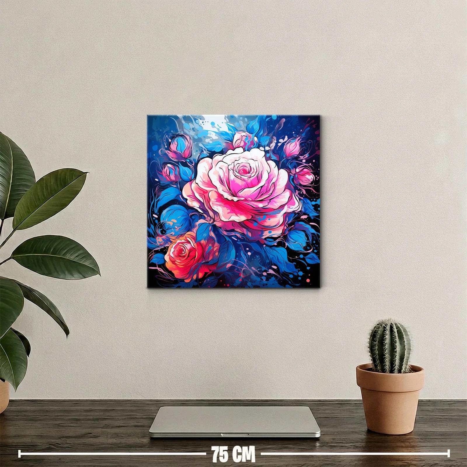 Rosas vibrantes con contrastes de azul intenso y rosa — miniatura 2