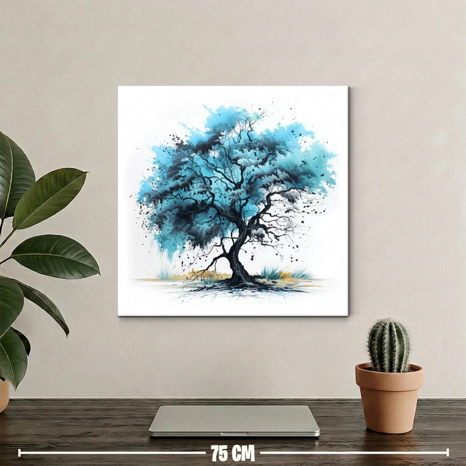 Árbol azul con ramas dinámicas y elegante contraste — miniatura 2