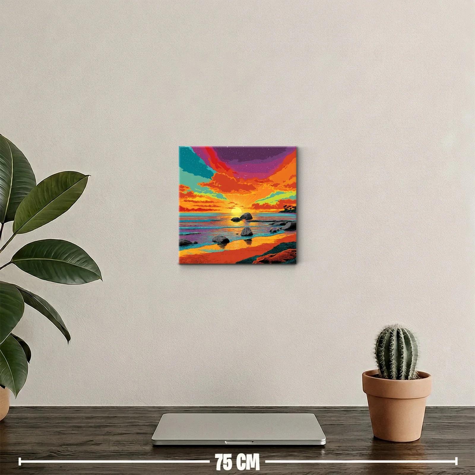 Atardecer vibrante sobre la costa con cielos estrellados — miniatura 2