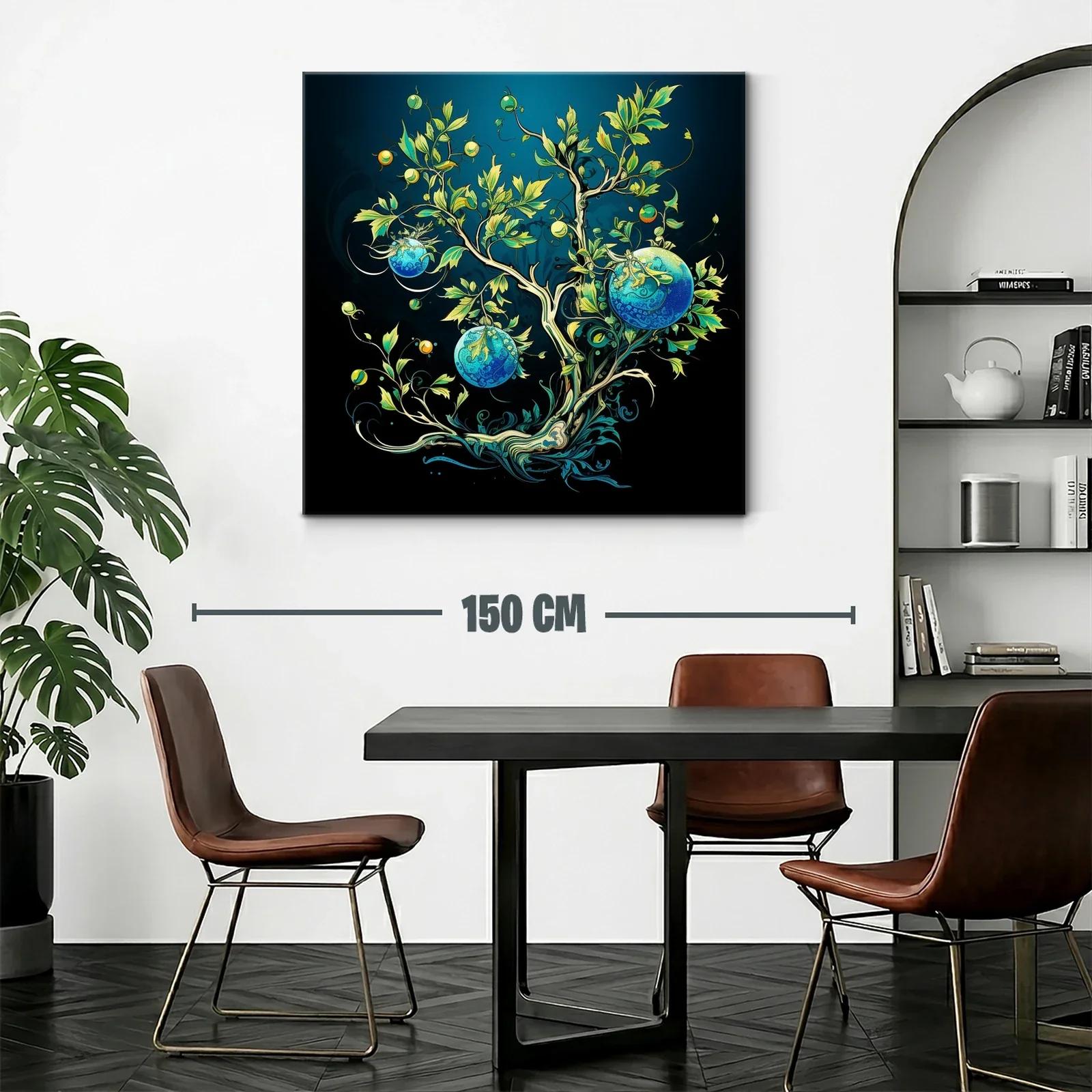 Árbol imaginario con esferas azules y tonos verdes vibrantes — miniatura 2