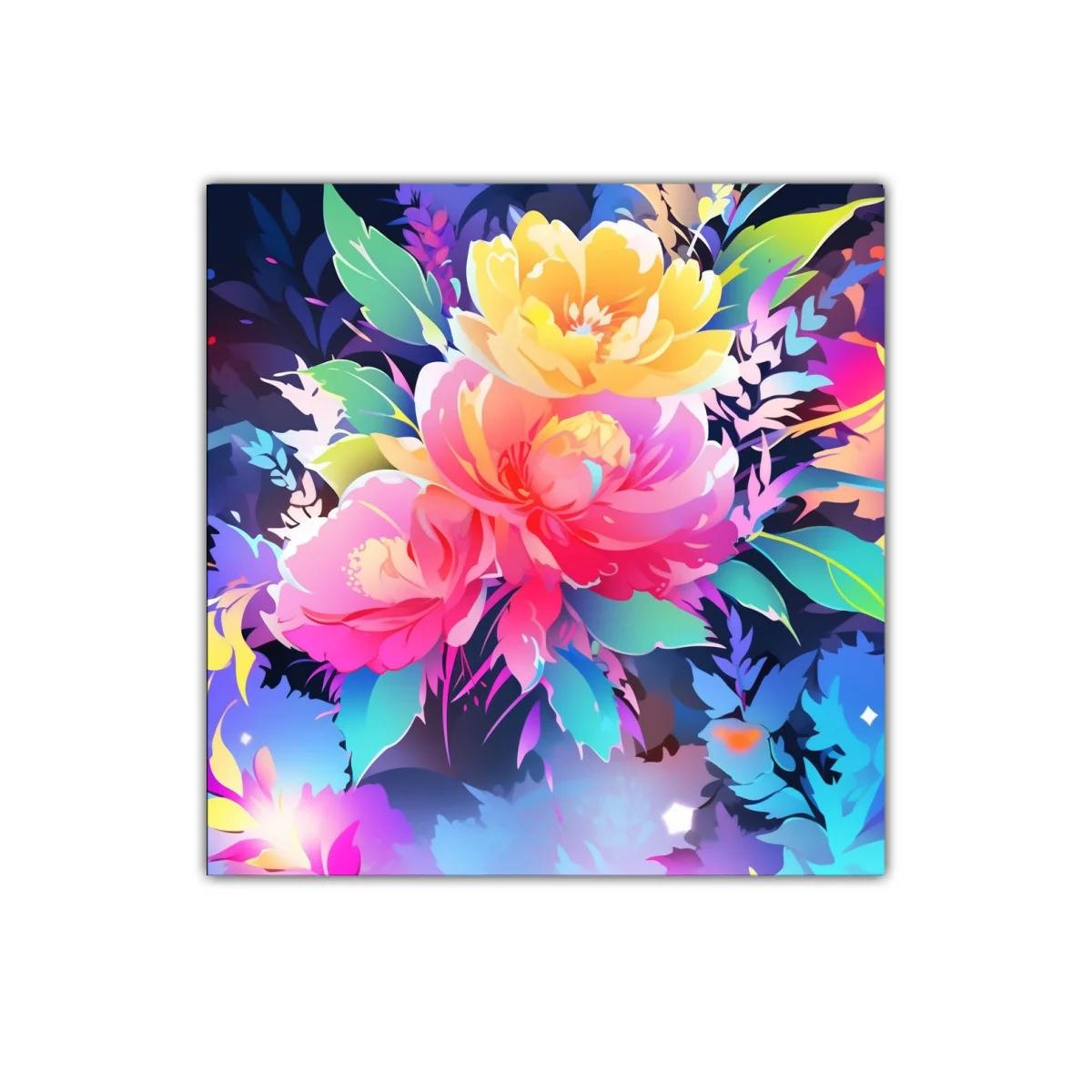 Cuadro vibrante con flores en tonos intensos y contrastantes — imagen principal