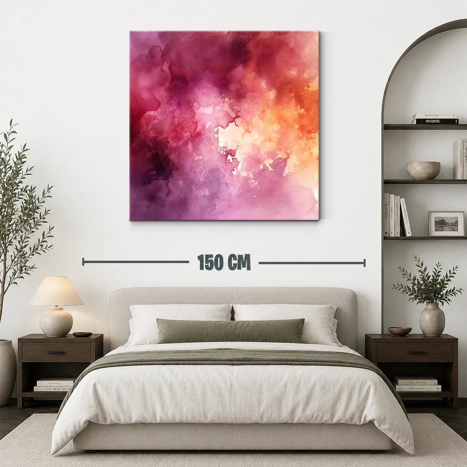 Cuadro abstracto con tonos cálidos y violetas intensos — miniatura 3