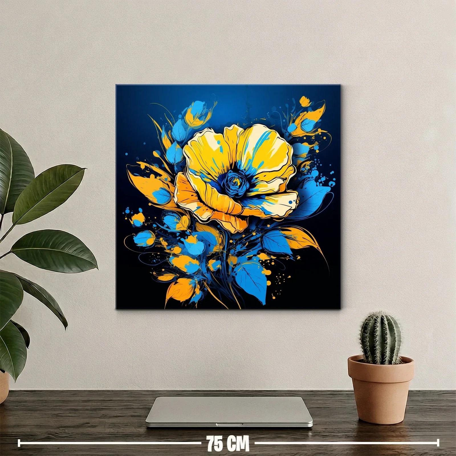 Flor vibrante en tonos azules y amarillos contrastantes — miniatura 2