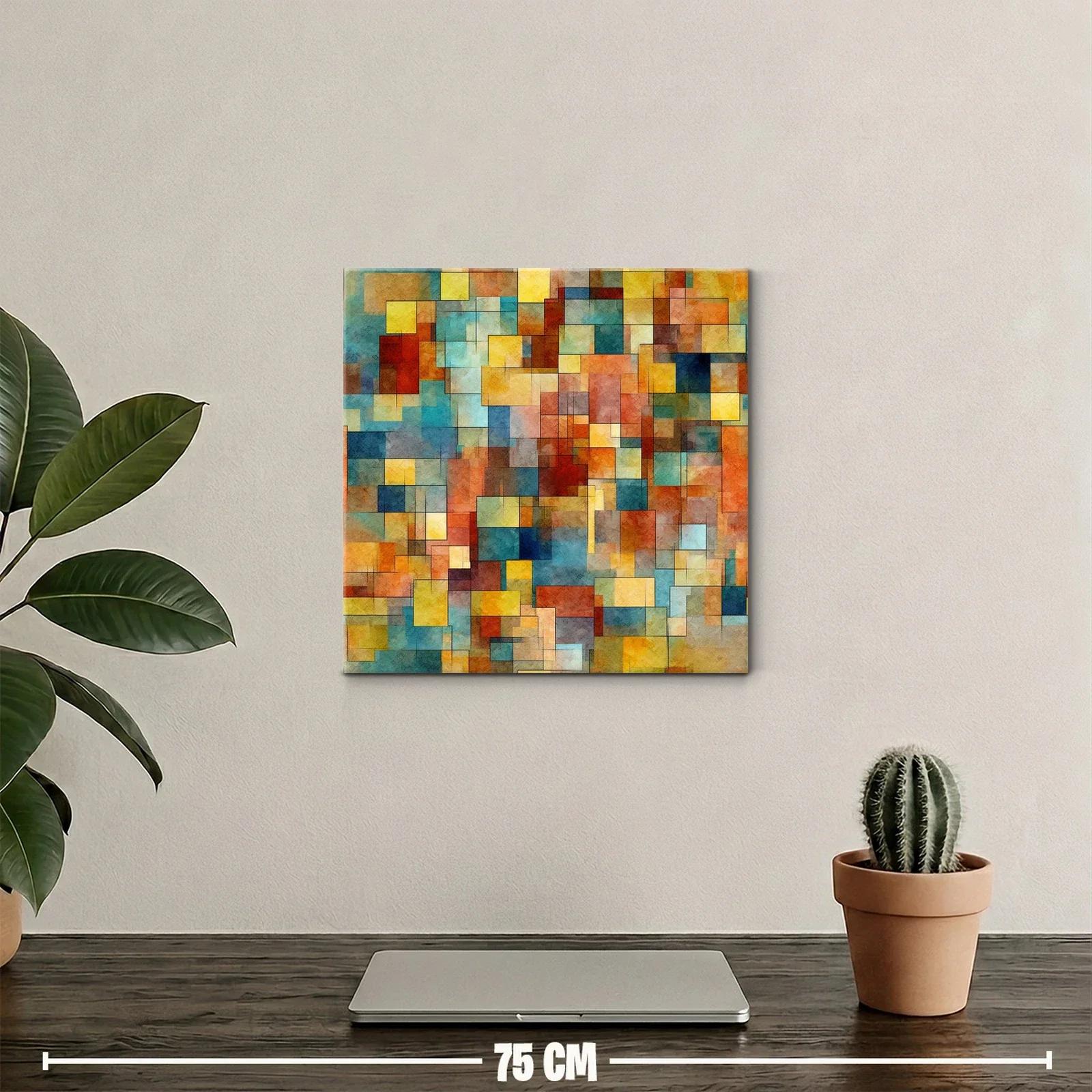 Cuadro abstracto con composición geométrica en tonos cálidos — miniatura 2