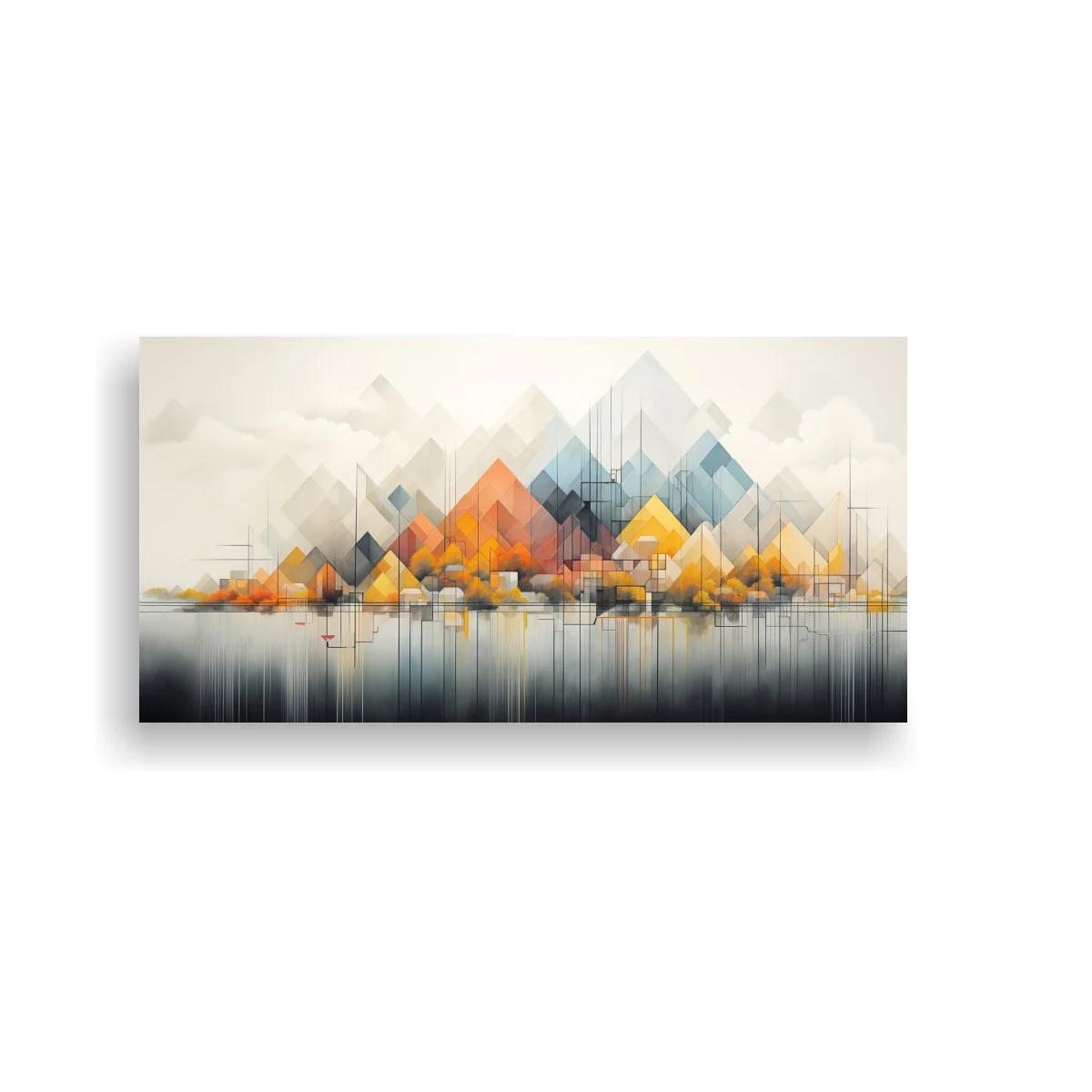 Cuadro skyline abstracto con reflejos alargados