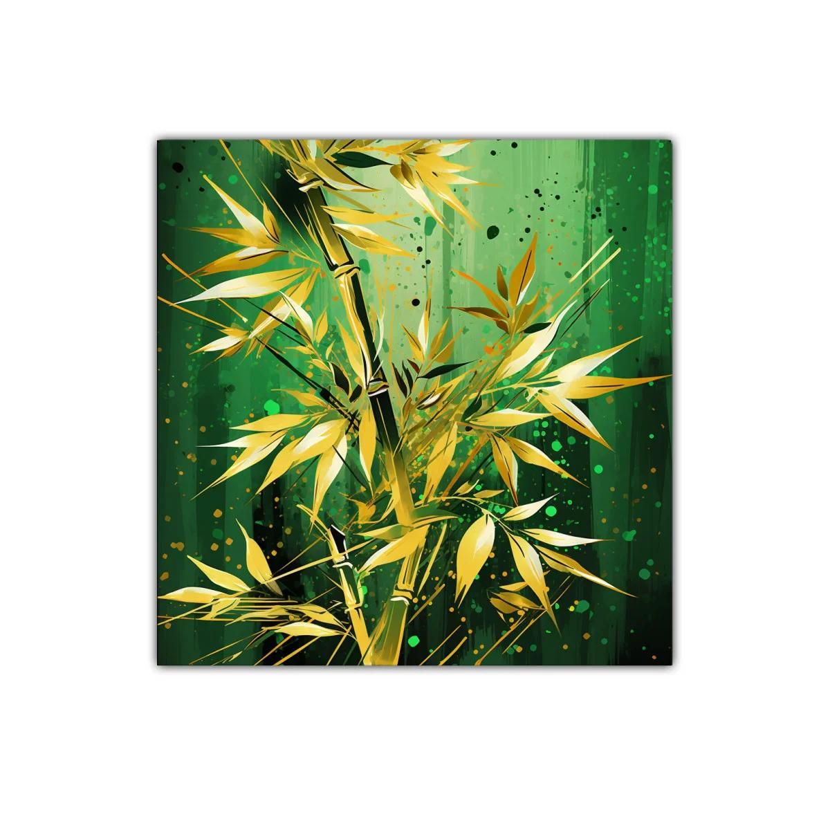 Elegancia natural en tonos verdes y dorados con bambú