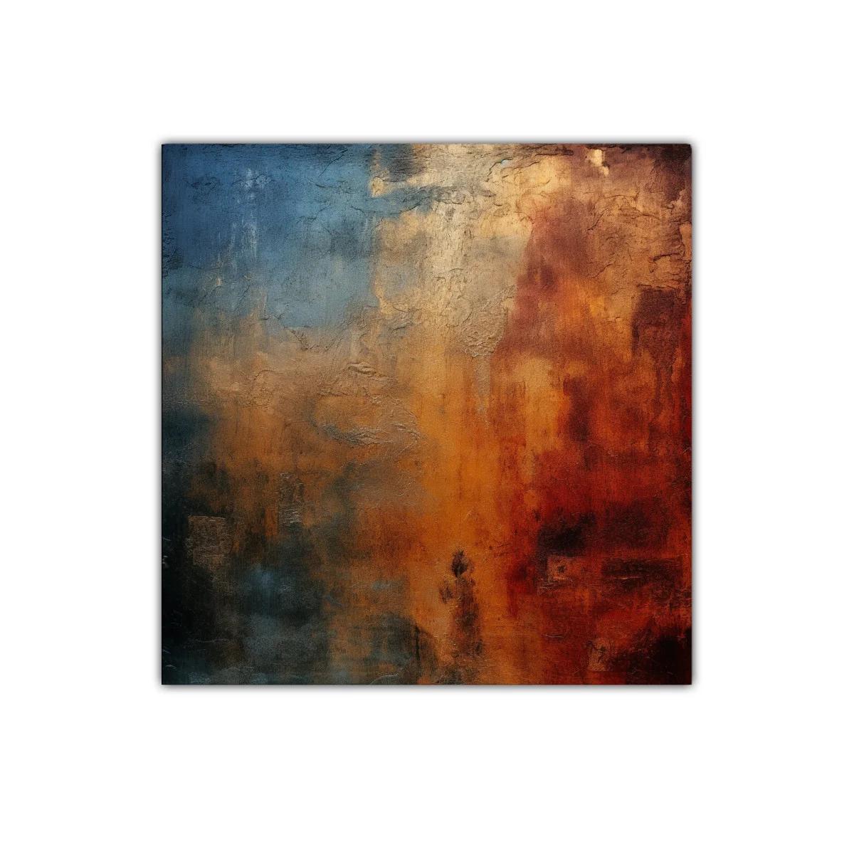 Cuadro abstracto con textura y colores cálidos y fríos — imagen principal