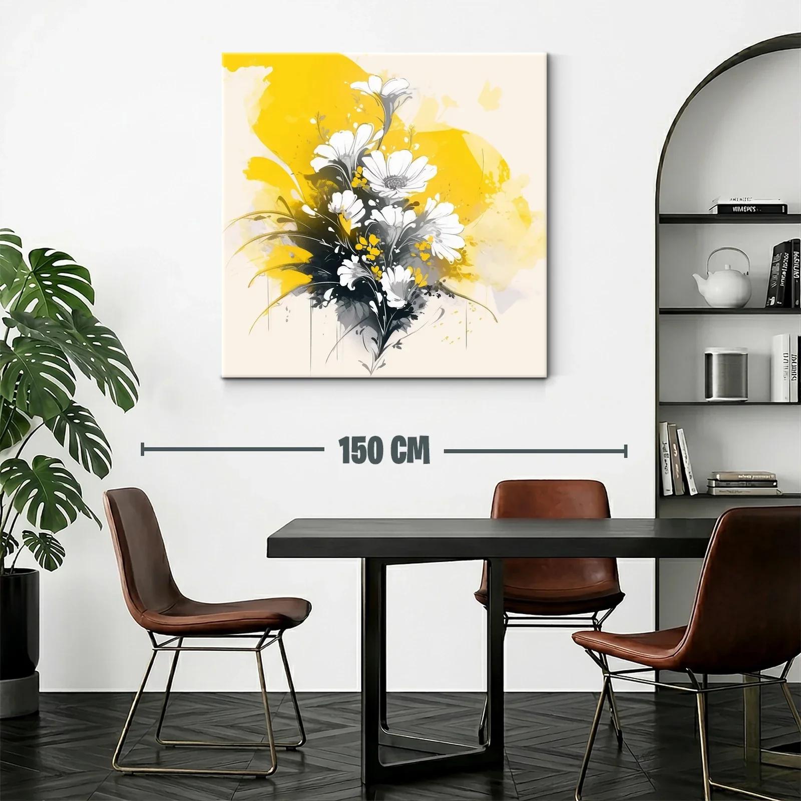 Ramo de flores blancas con fondo vibrante en amarillo — miniatura 2