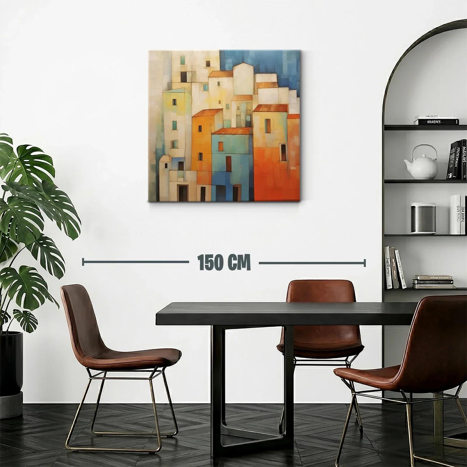 Composición urbana en tonos cálidos y azules vibrantes — miniatura 2
