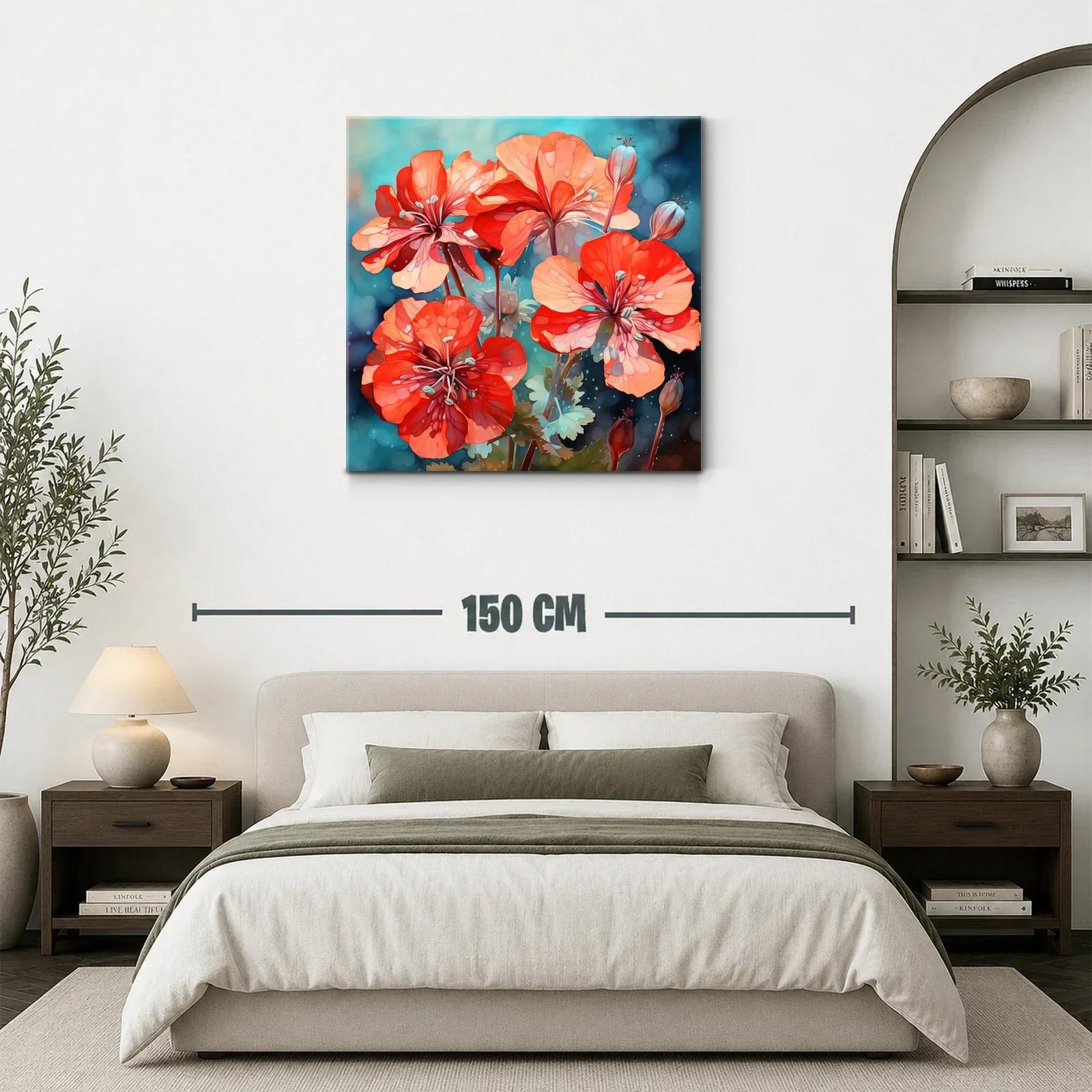 Flores rojas vibrantes sobre fondo azul turquesa — miniatura 3