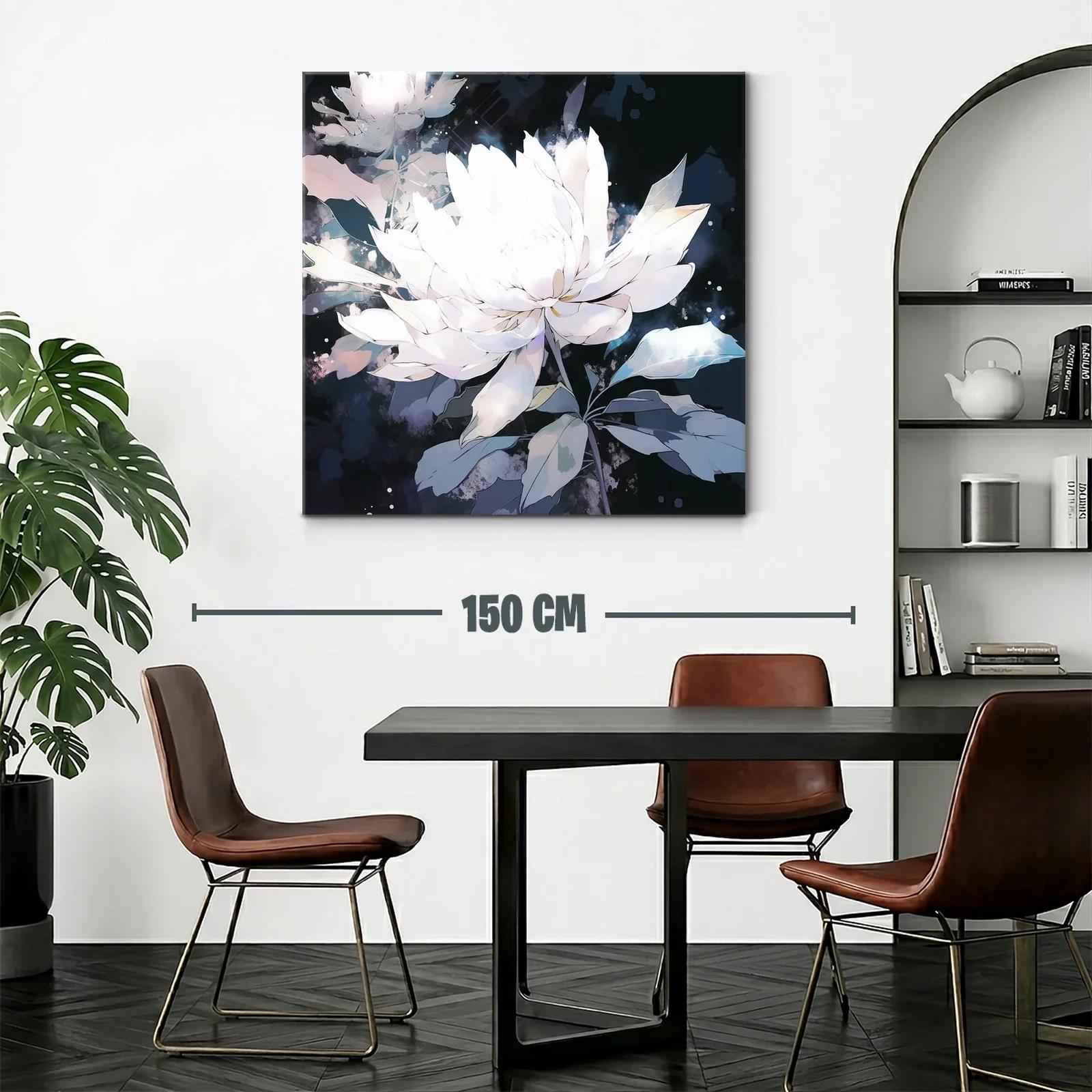 Cuadro Floral Blanco con Fondo Oscuro y Detalles Elegantes — miniatura 2