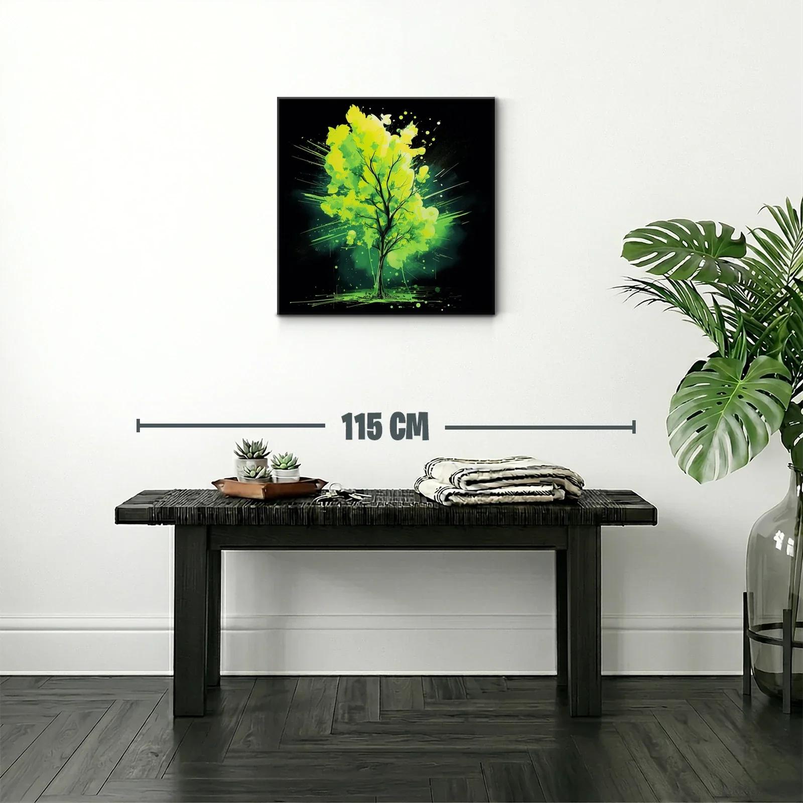 Cuadro vibrante de árbol con tonos verdes y negros — miniatura 2