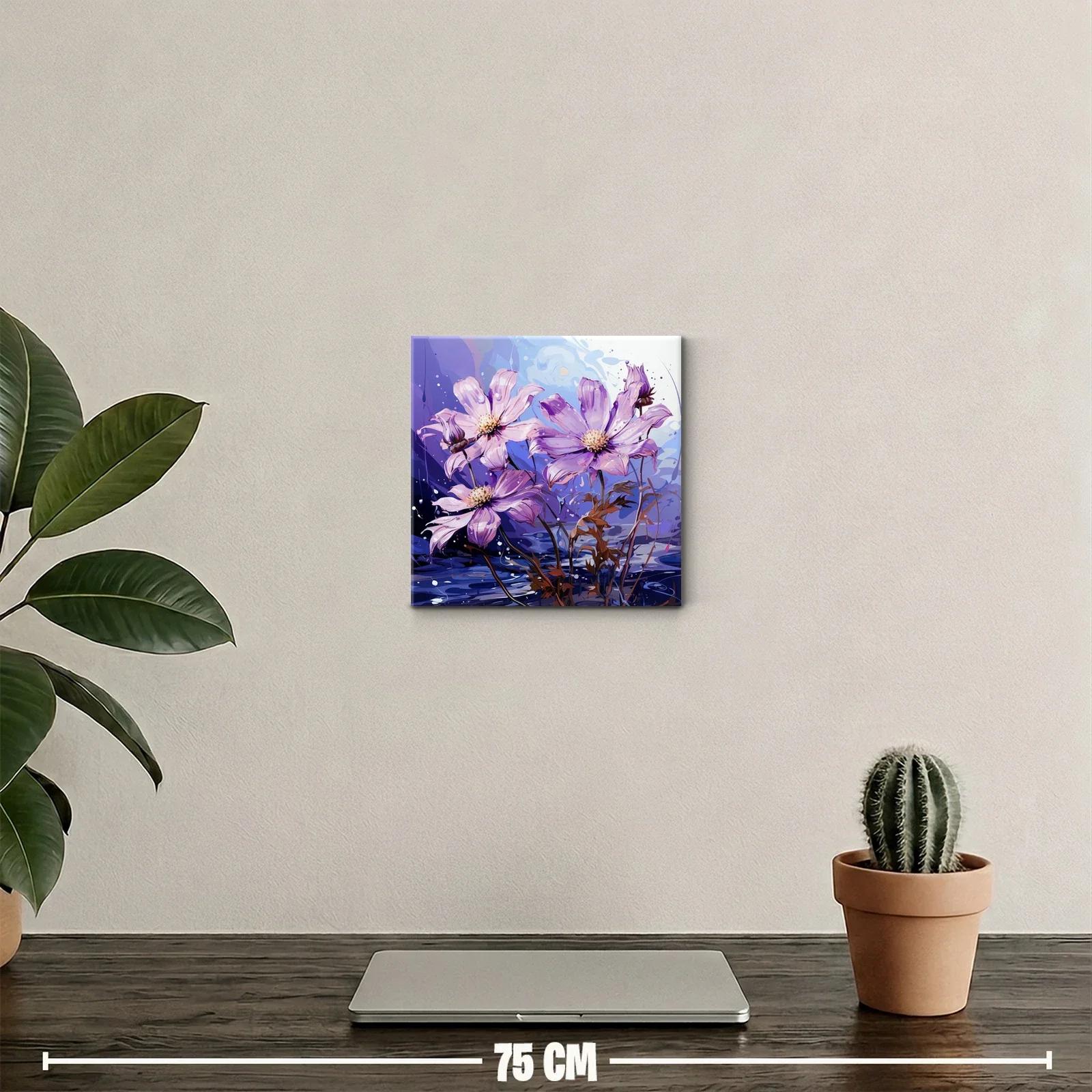 Cuadro decorativo con flores lilas en tonos azulados — miniatura 2