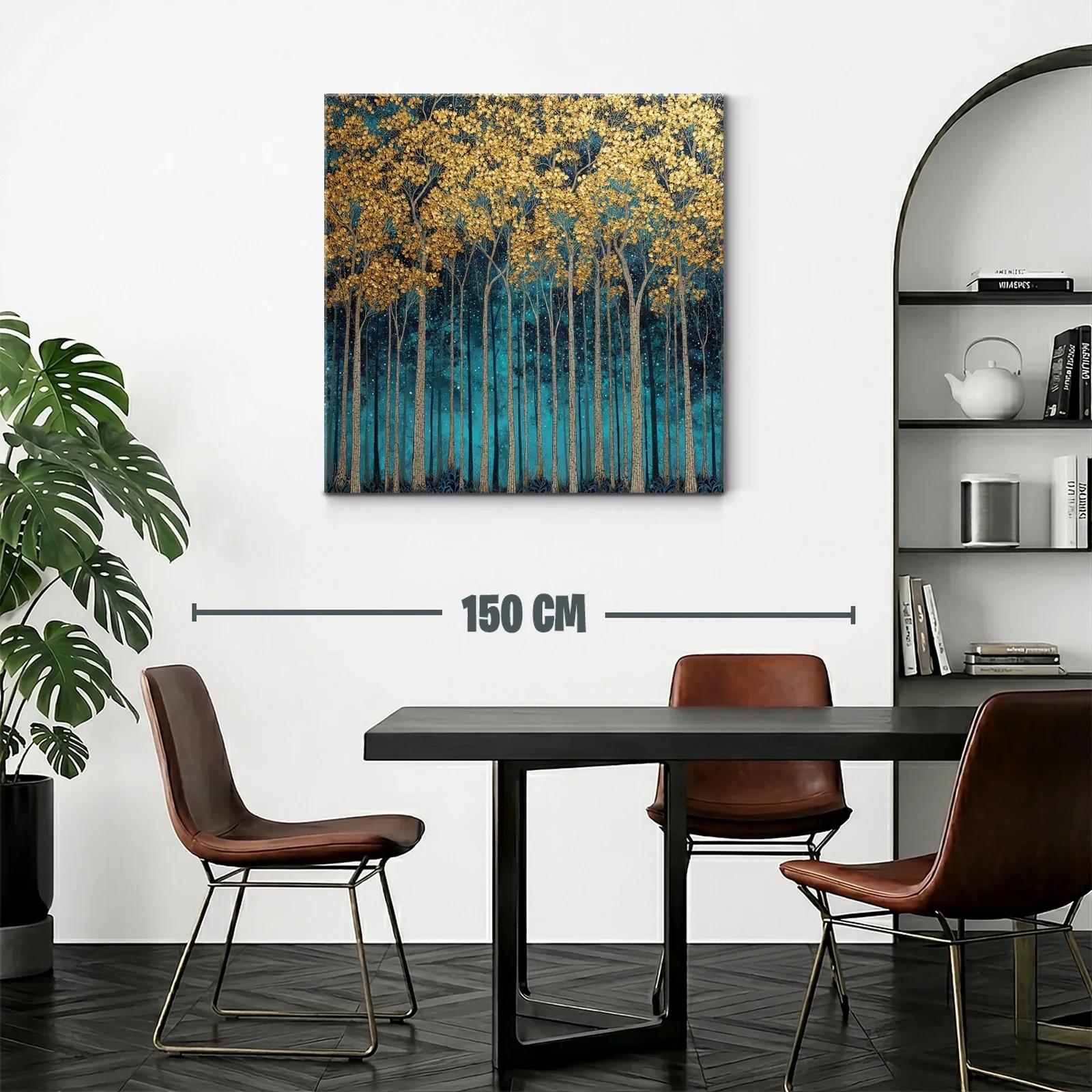 Bosque dorado bajo un cielo estrellado azul intenso — miniatura 2