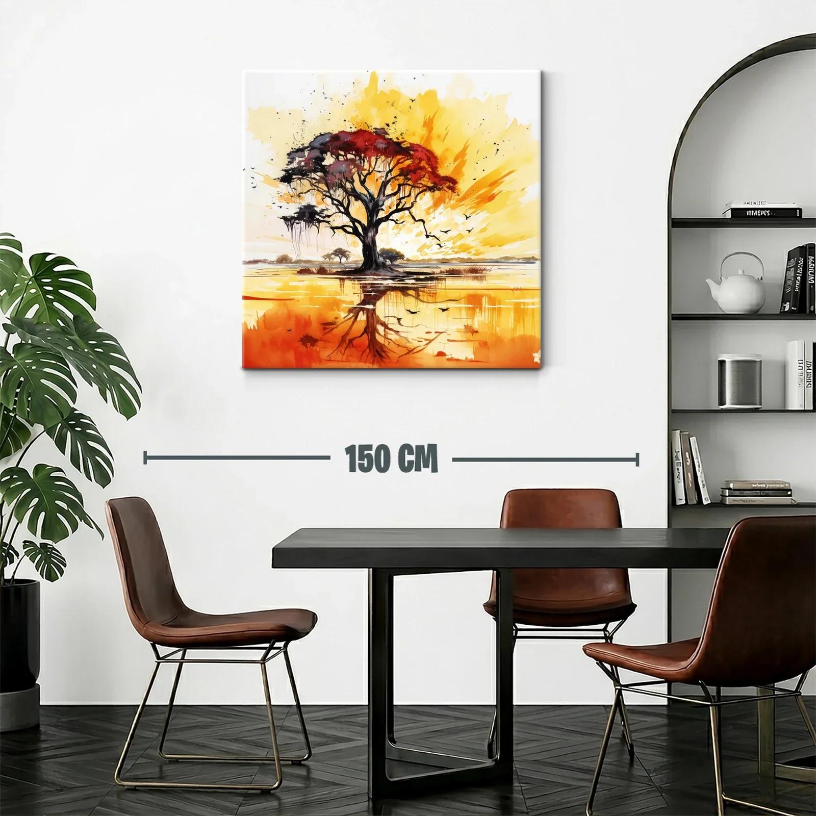 Árbol en atardecer vibrante con reflejos cálidos y elegantes — miniatura 2