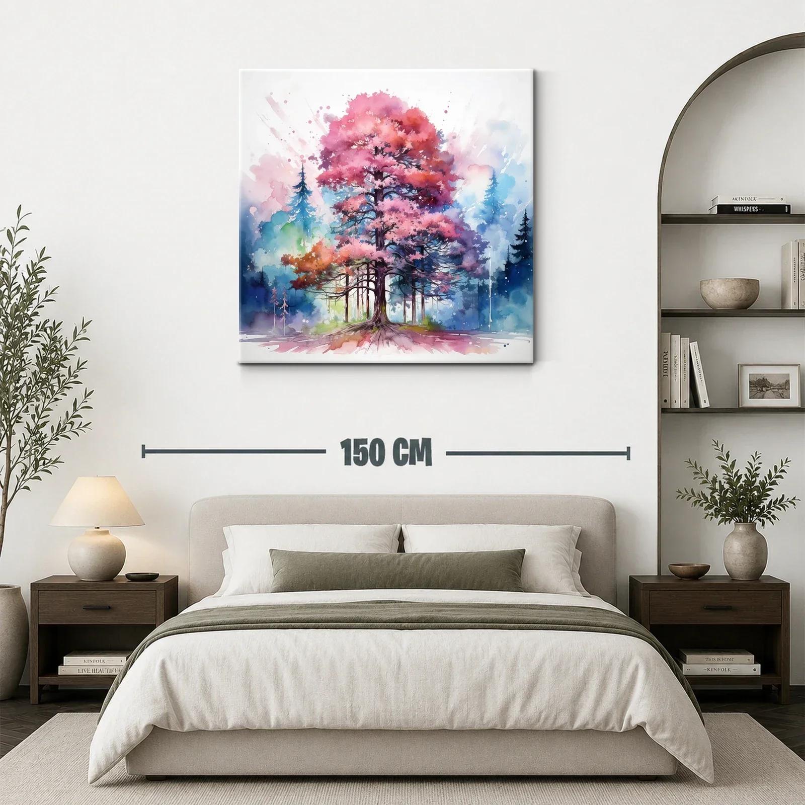 Árbol vibrante con tonos rosas y azules en entorno natural — miniatura 3