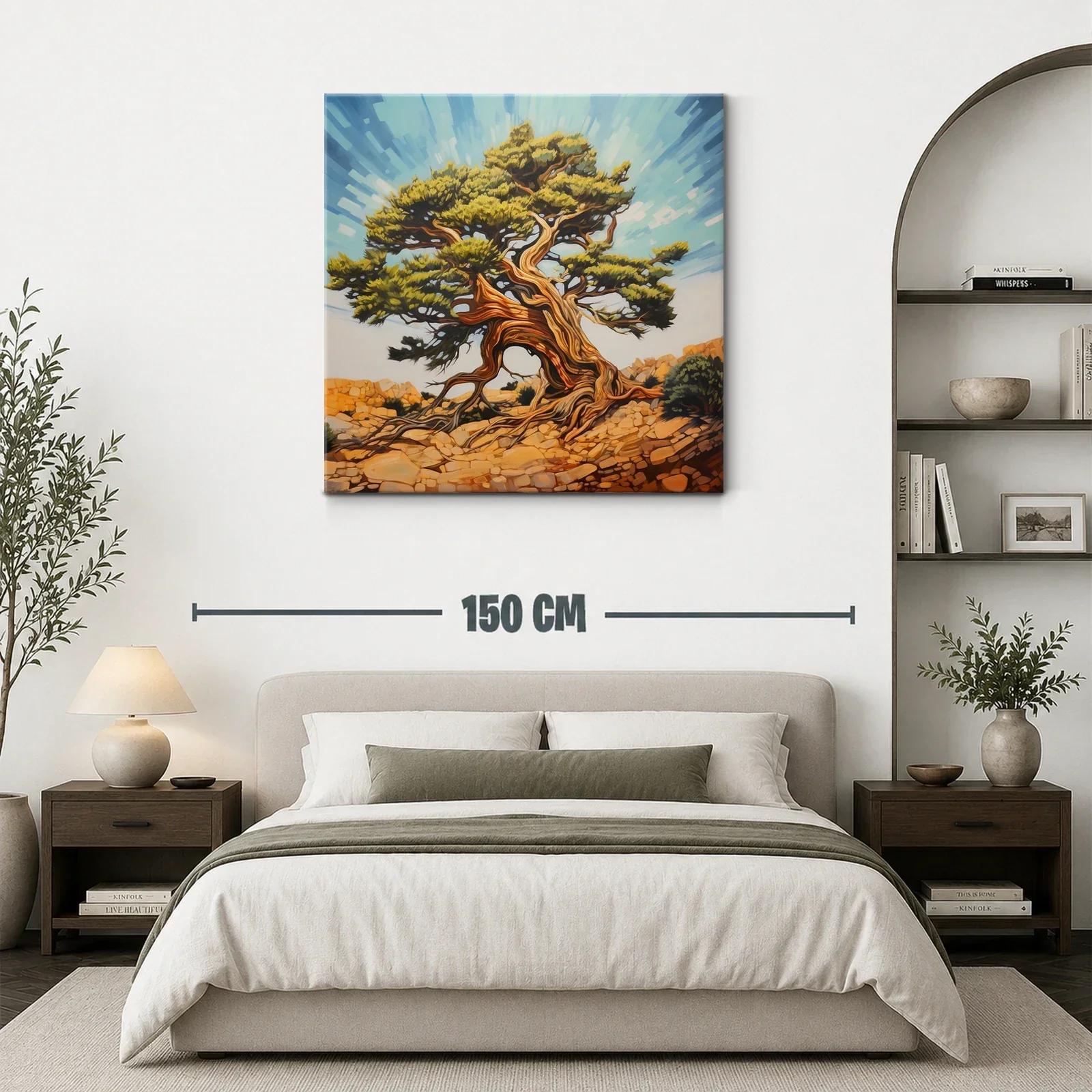 Árbol retorcido con ramas y hojas verdes bajo cielo azul — miniatura 3