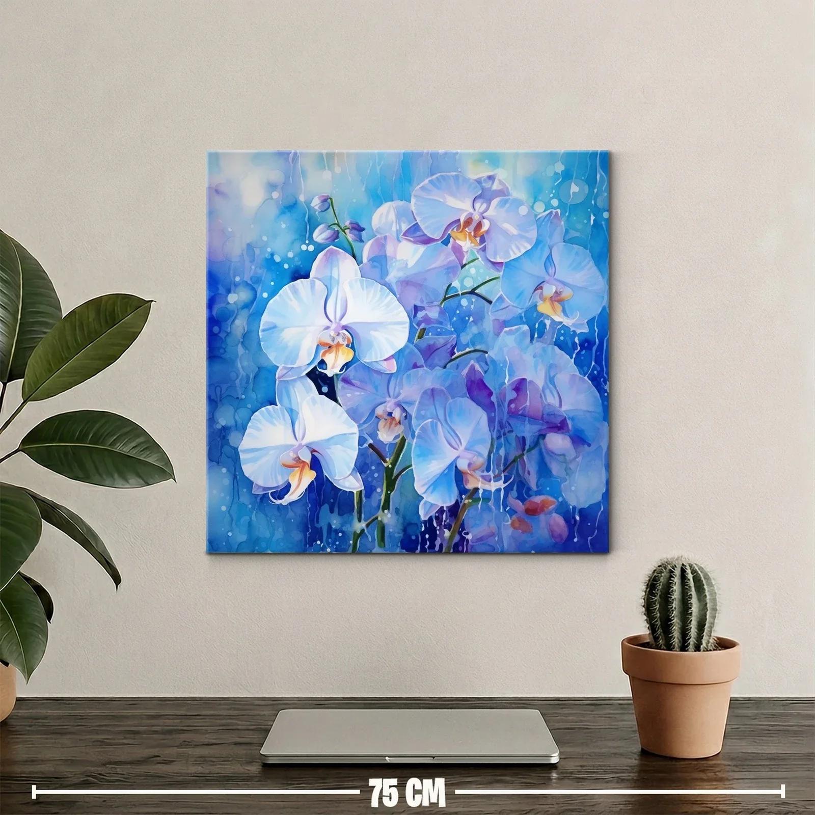 Orquídeas blancas sobre fondo azul vibrante — miniatura 2