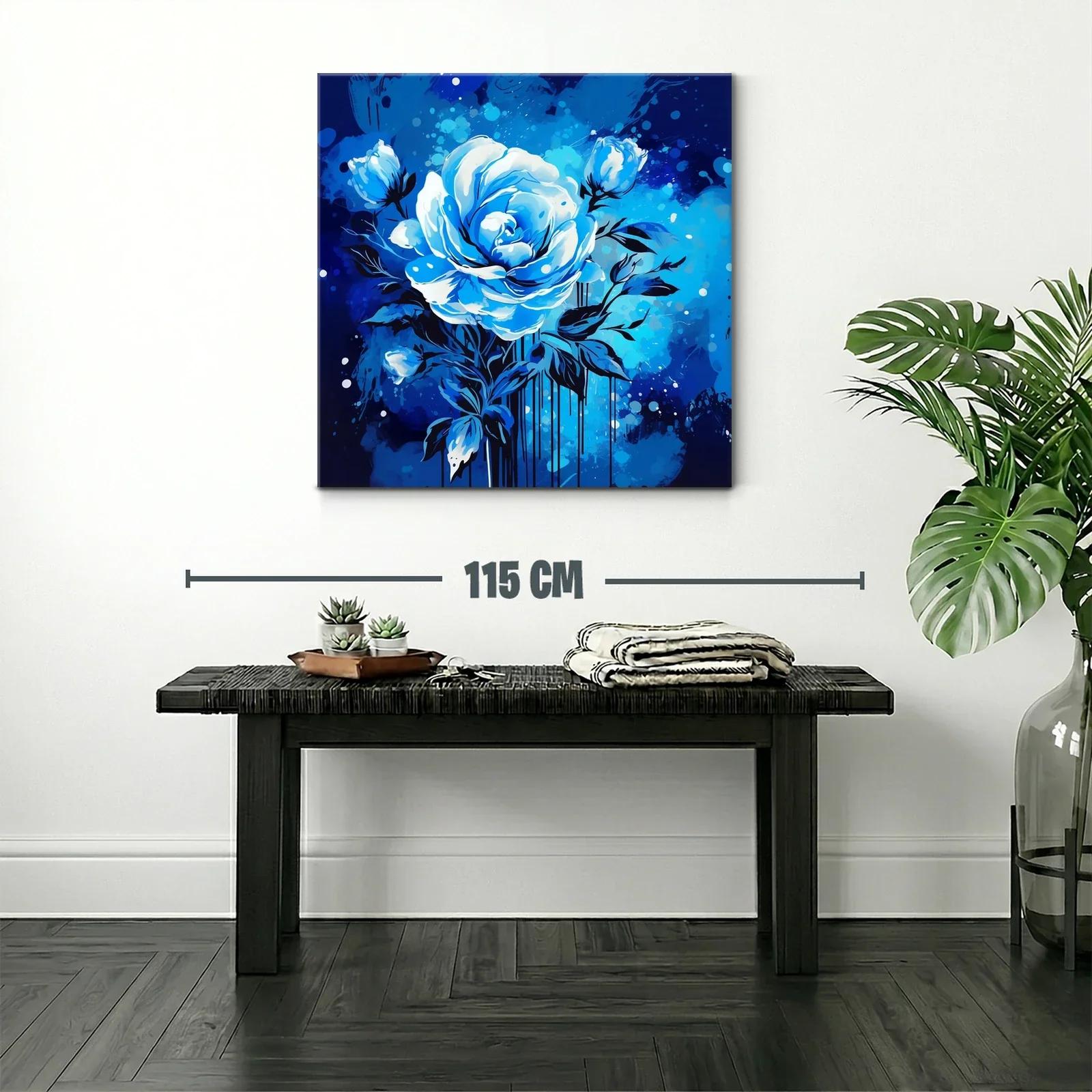 Rosa azul en composición vibrante con fondo dinámico — miniatura 2