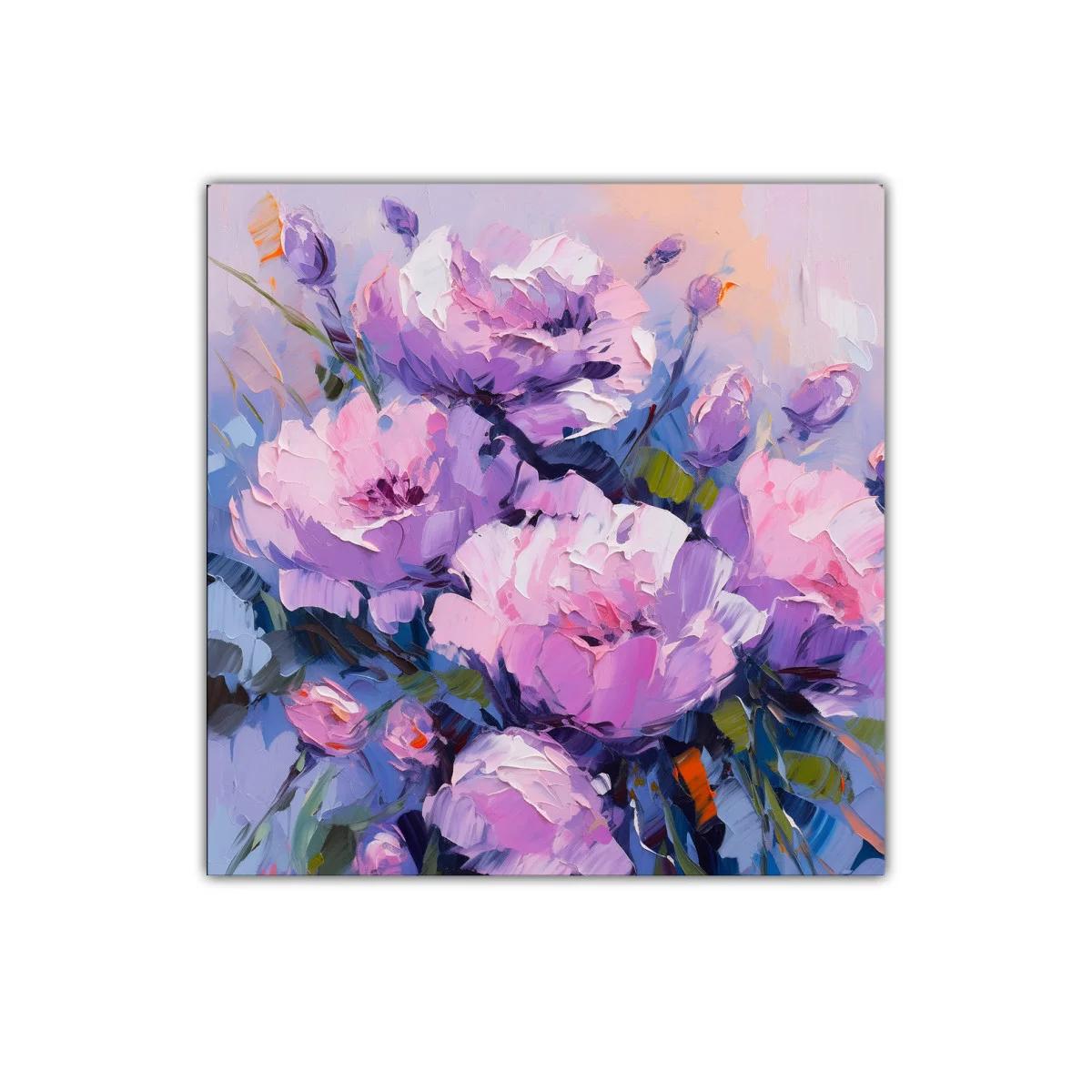 Cuadro con flores en tonos lila y rosa para decorar — imagen principal