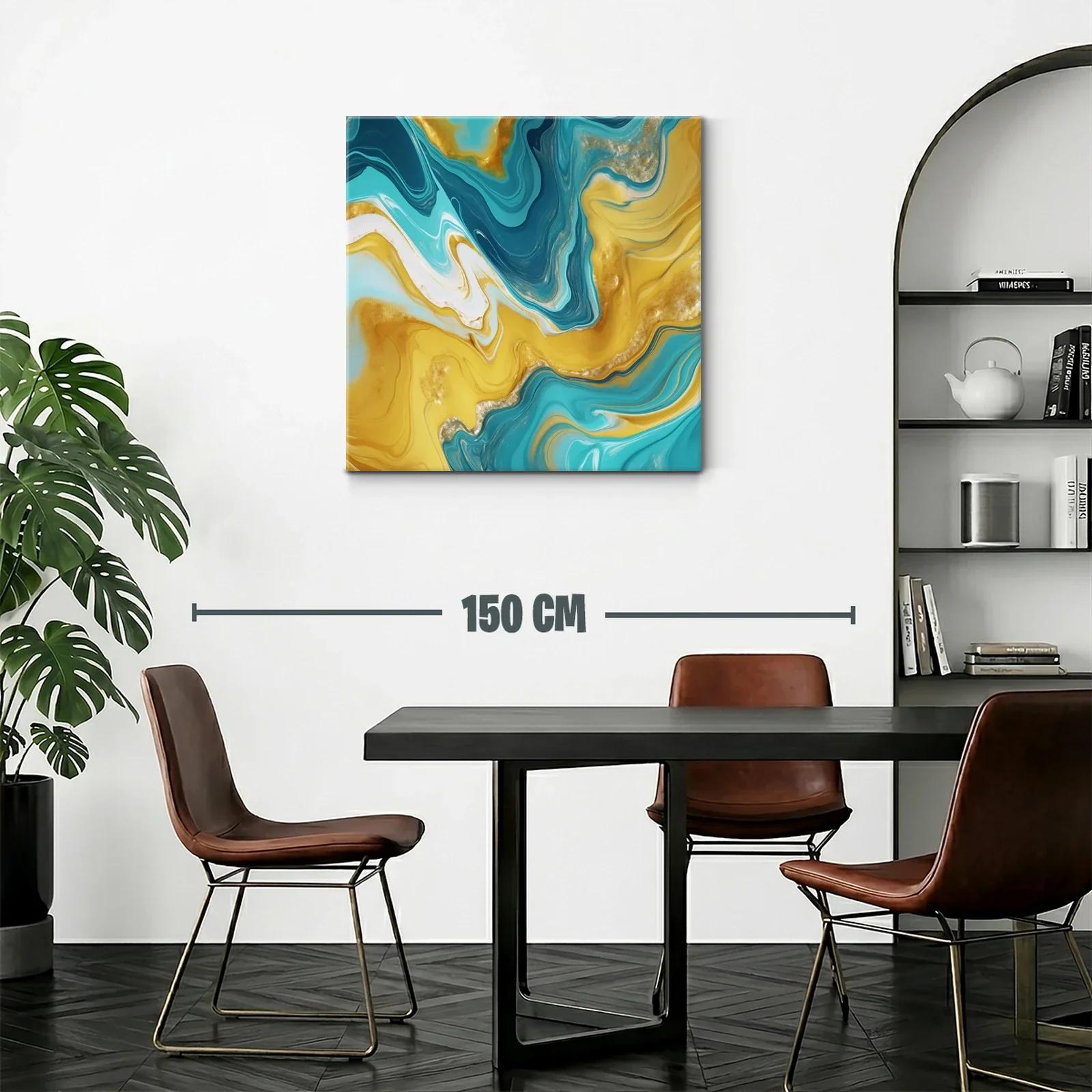 Abstracto fluido en tonos dorados y azules vibrantes — miniatura 2