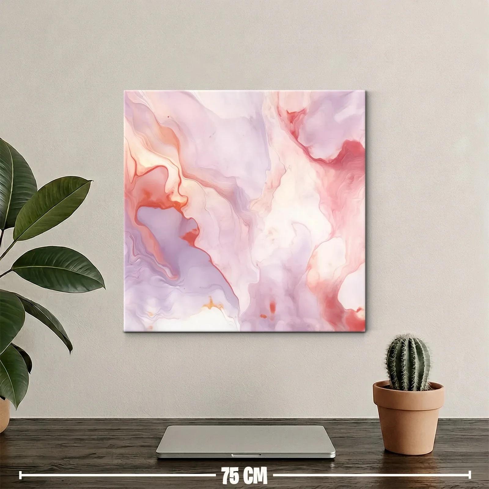 Cuadro abstracto con tonos suaves rosas y lilas — miniatura 2