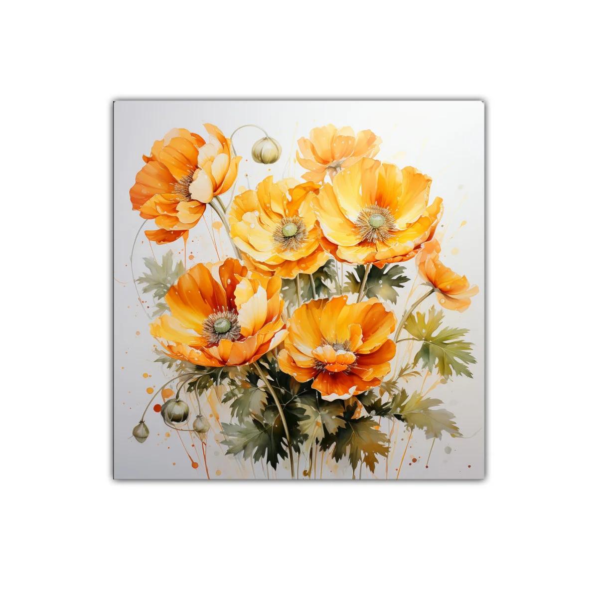 Cuadro decorativo con ramo de flores naranjas vibrantes — imagen principal