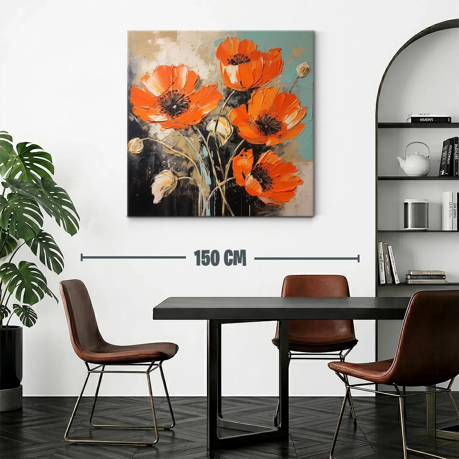 Cuadro con amapolas vibrantes en tonos naranja y tierra — miniatura 2